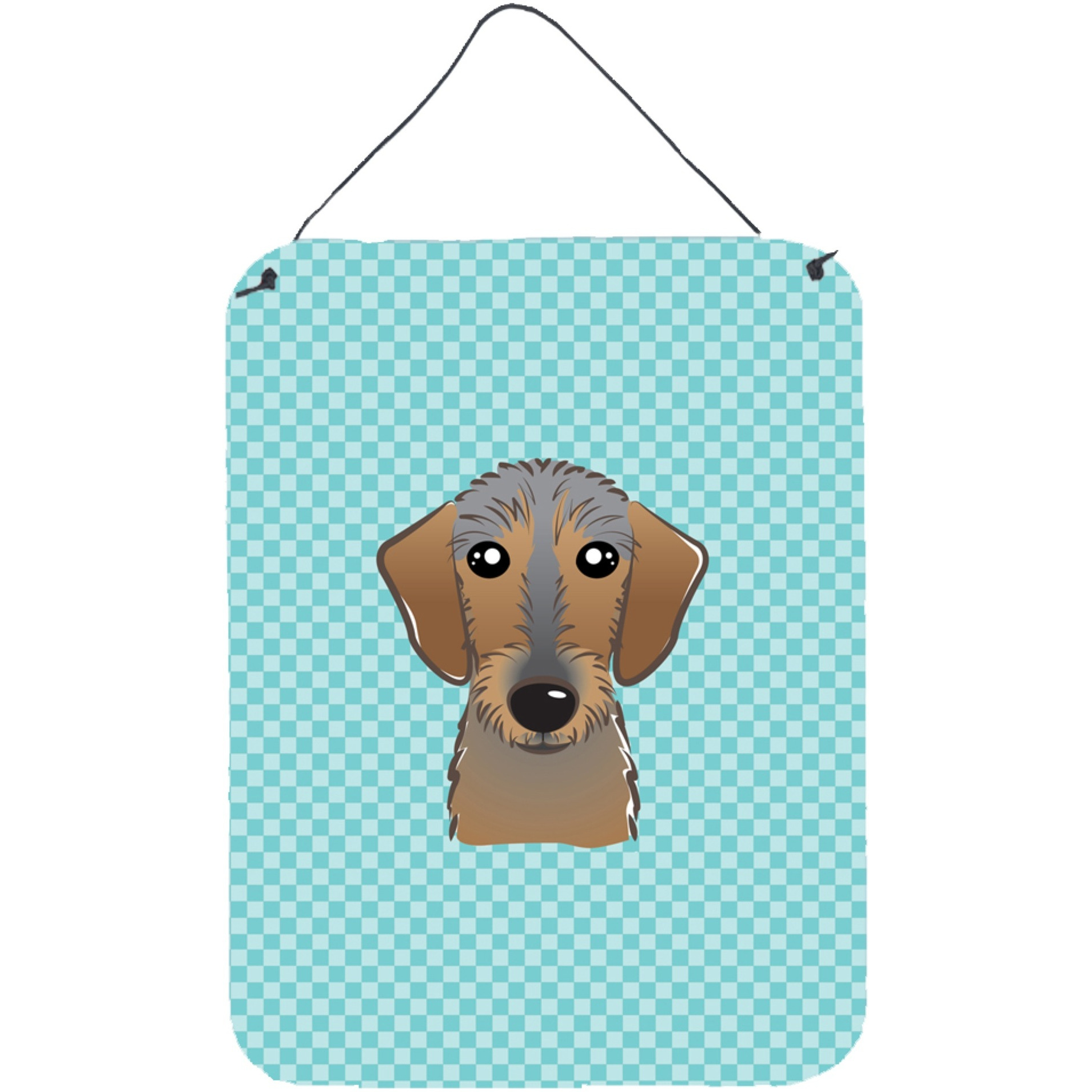 &quotCaroline's Treasures Checkerboard Blue Wirehaired Dachshund Wall or Door Hanging Prints, 16"" x 12"""