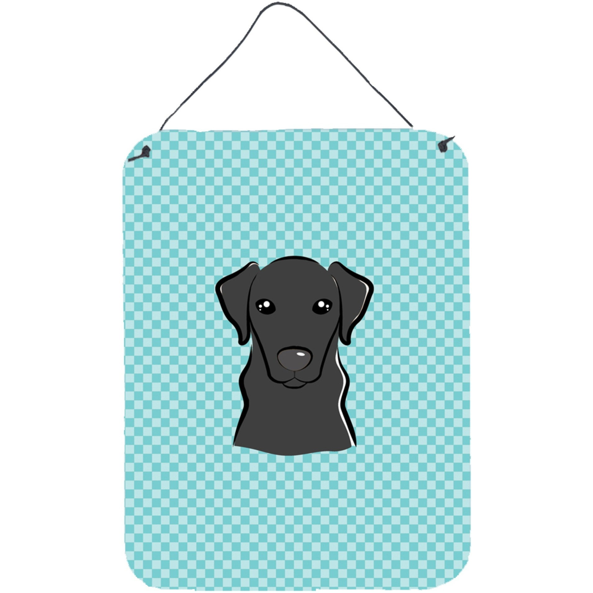 &quotCaroline's Treasures Checkerboard Blue Black Labrador Wall or Door Hanging Prints, 16"" x 12"""