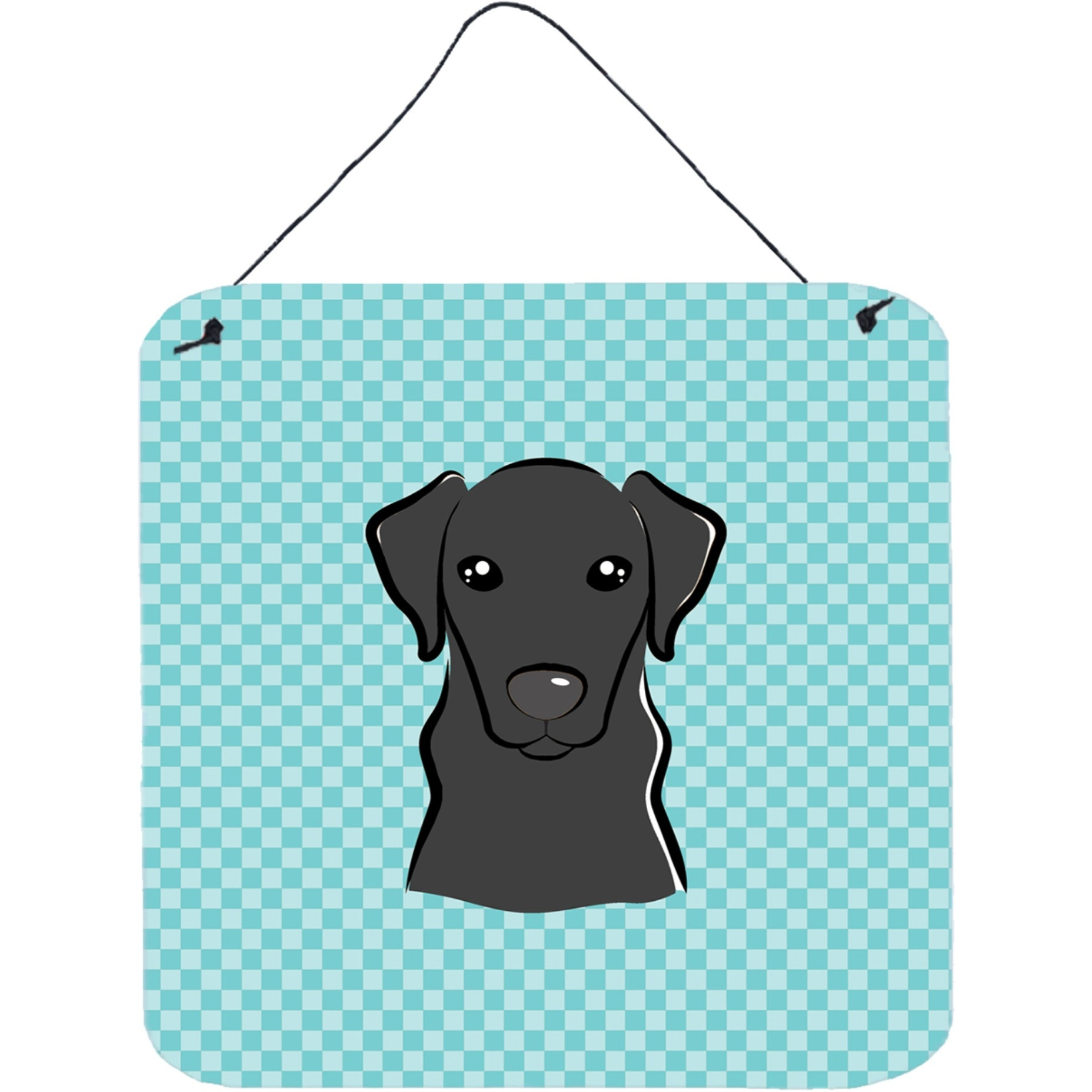 &quotCaroline's Treasures Checkerboard Blue Black Labrador Wall or Door Hanging Prints, 6 x 6"""