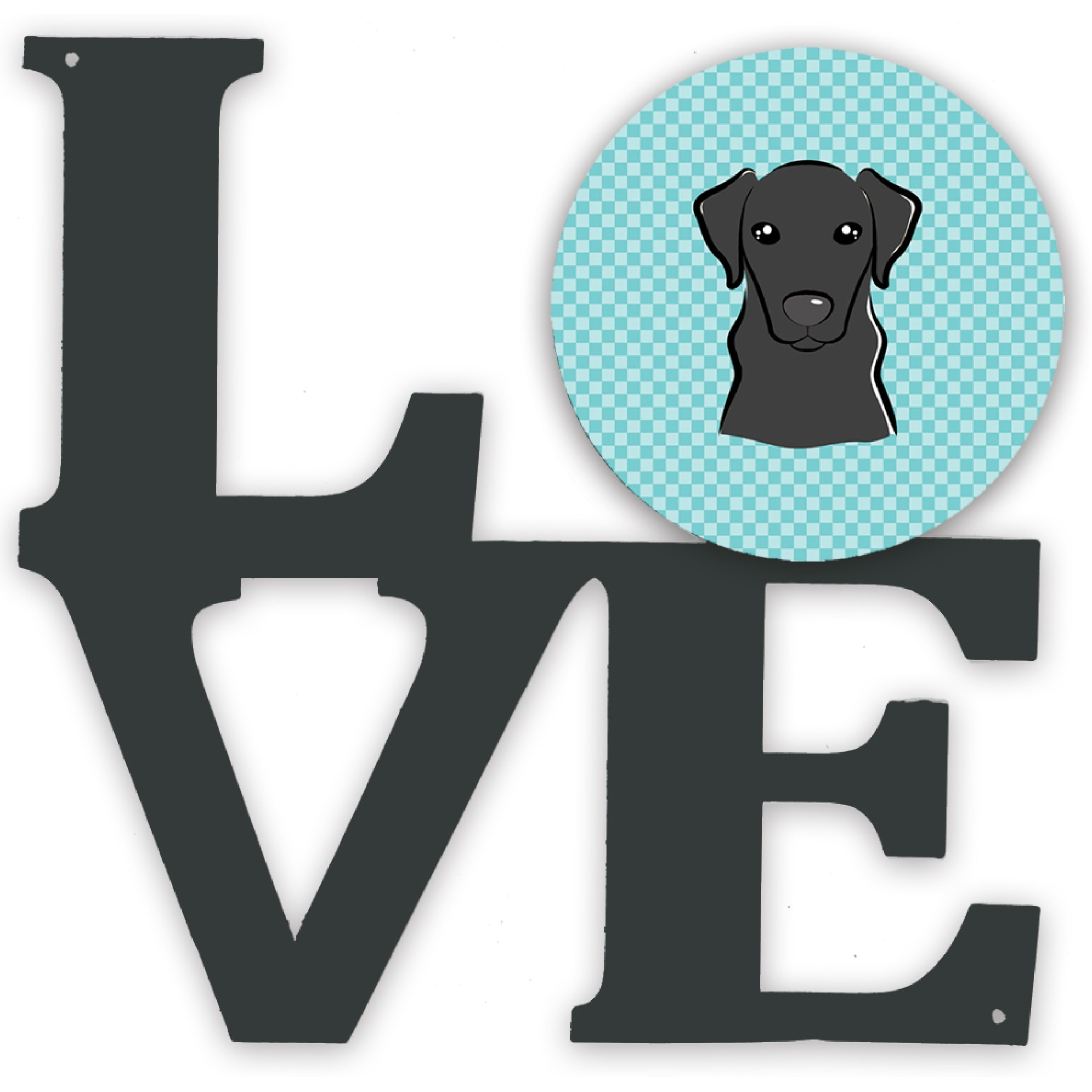 &quotCaroline's Treasures Checkerboard Blue Black Labrador Metal Artwork Love wall-decor, Multicolor"