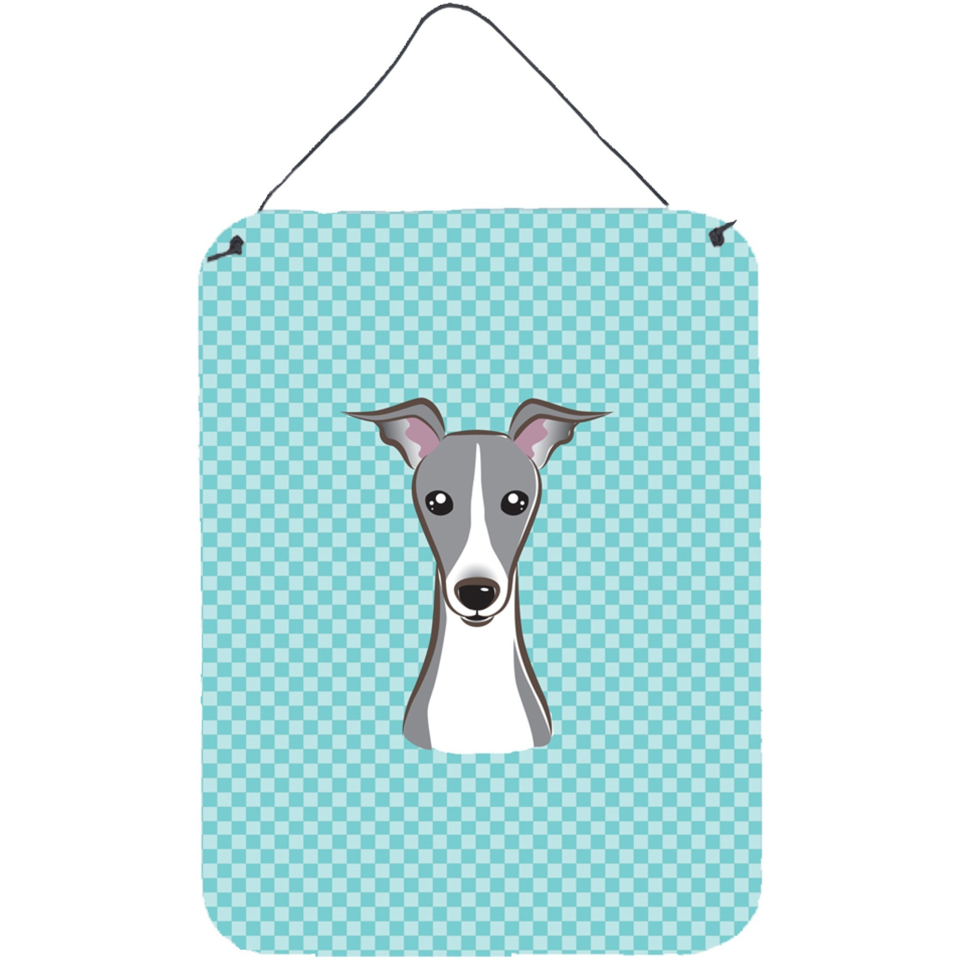 &quotCaroline's Treasures Checkerboard Blue Italian Greyhound Wall or Door Hanging Prints, 16"" x 12"""