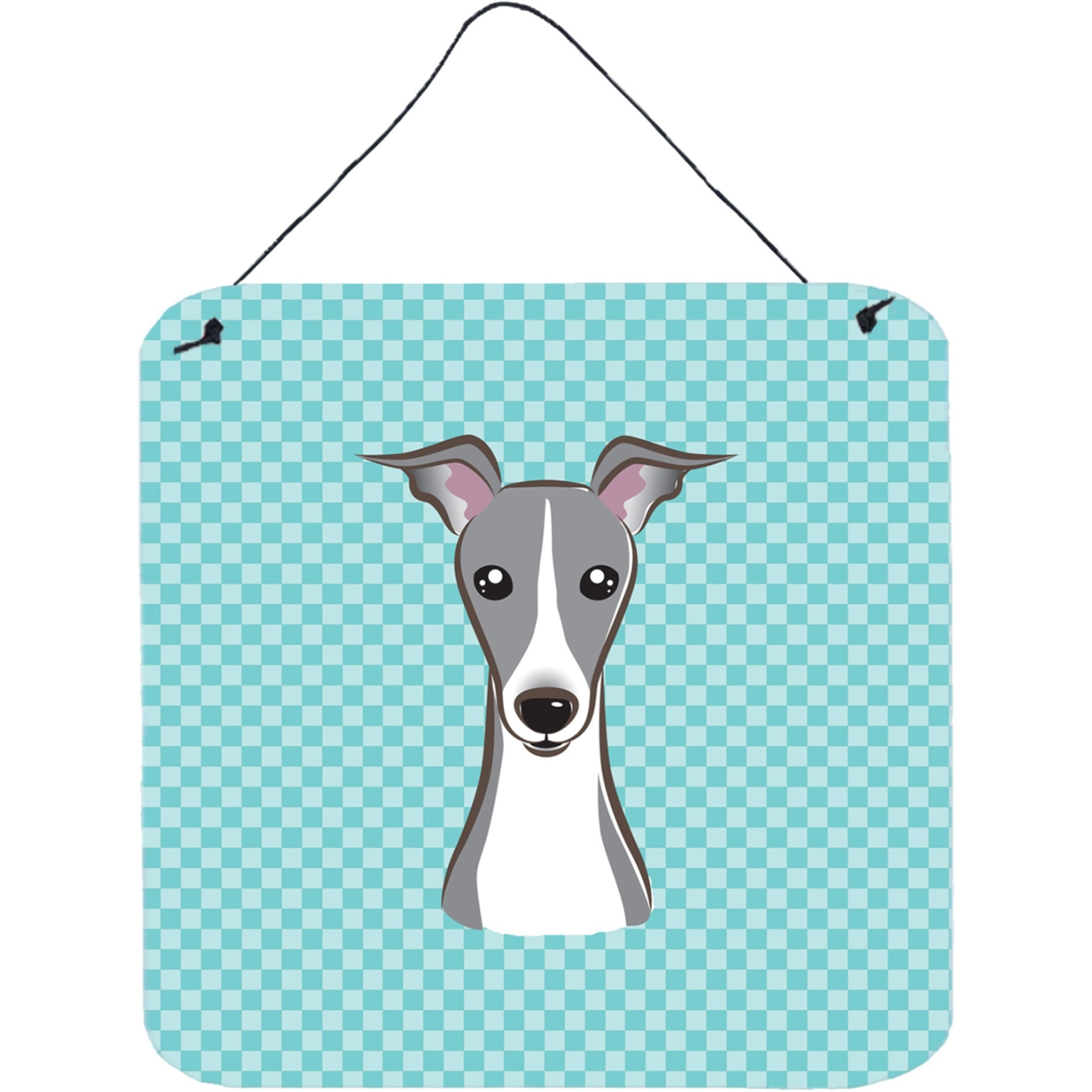 &quotCaroline's Treasures Checkerboard Blue Italian Greyhound Wall or Door Hanging Prints, 6 x 6"""