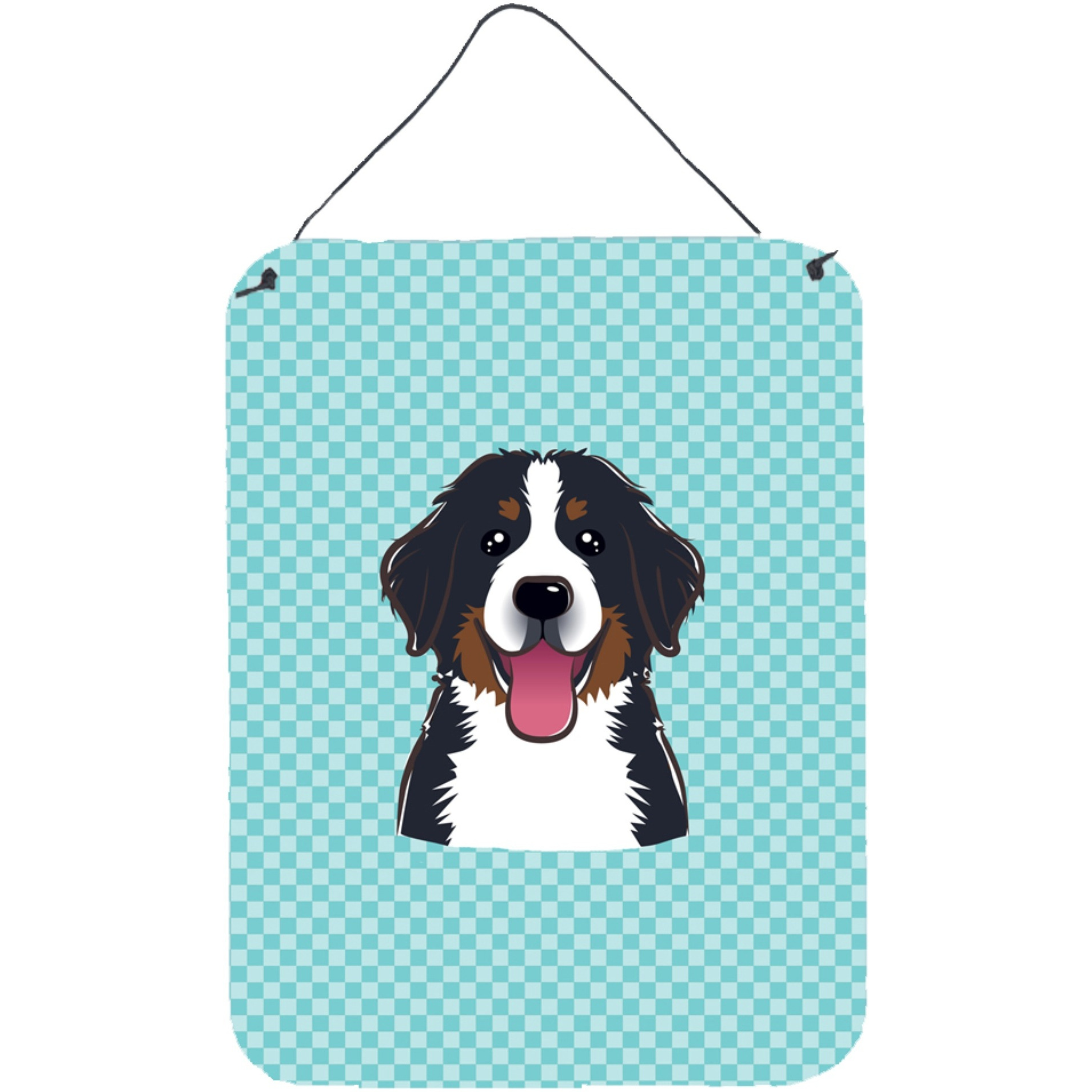 &quotCaroline's Treasures Checkerboard Blue Bernese Mountain Dog Wall or Door Hanging Prints, 16"" x 12"""