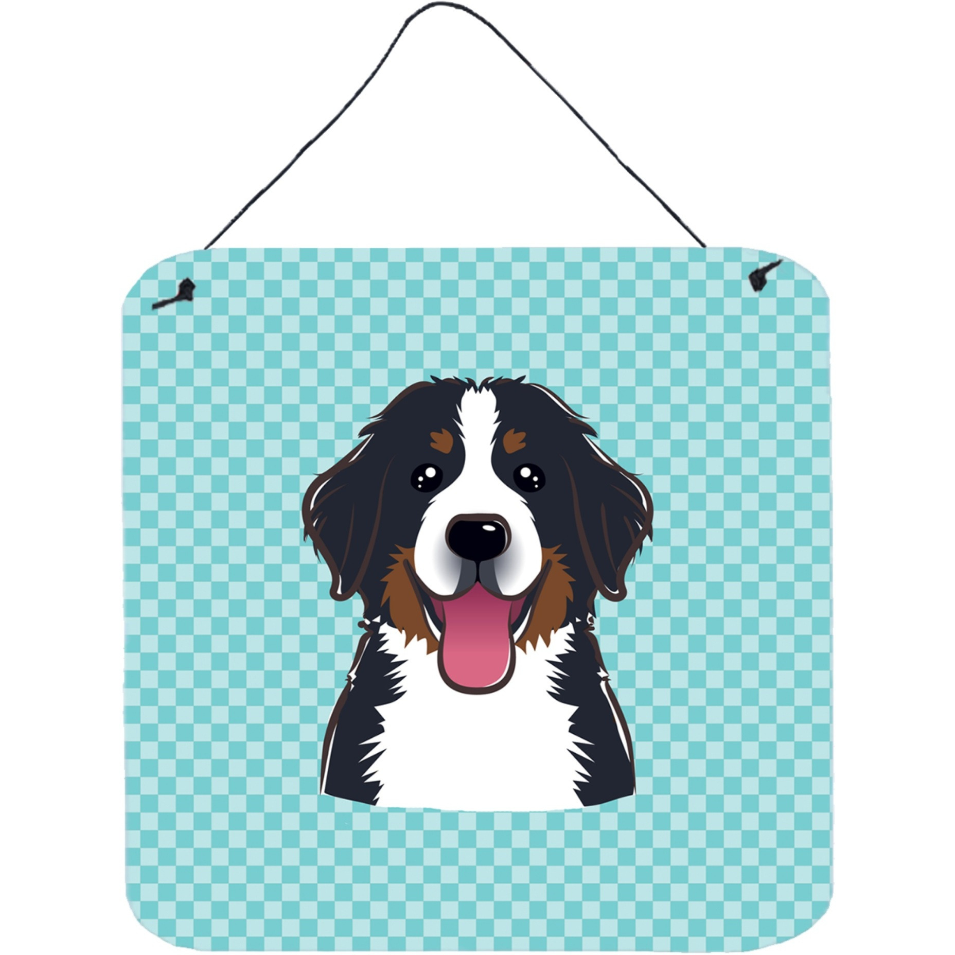 &quotCaroline's Treasures Checkerboard Blue Bernese Mountain Dog Wall or Door Hanging Prints, 6 x 6"""