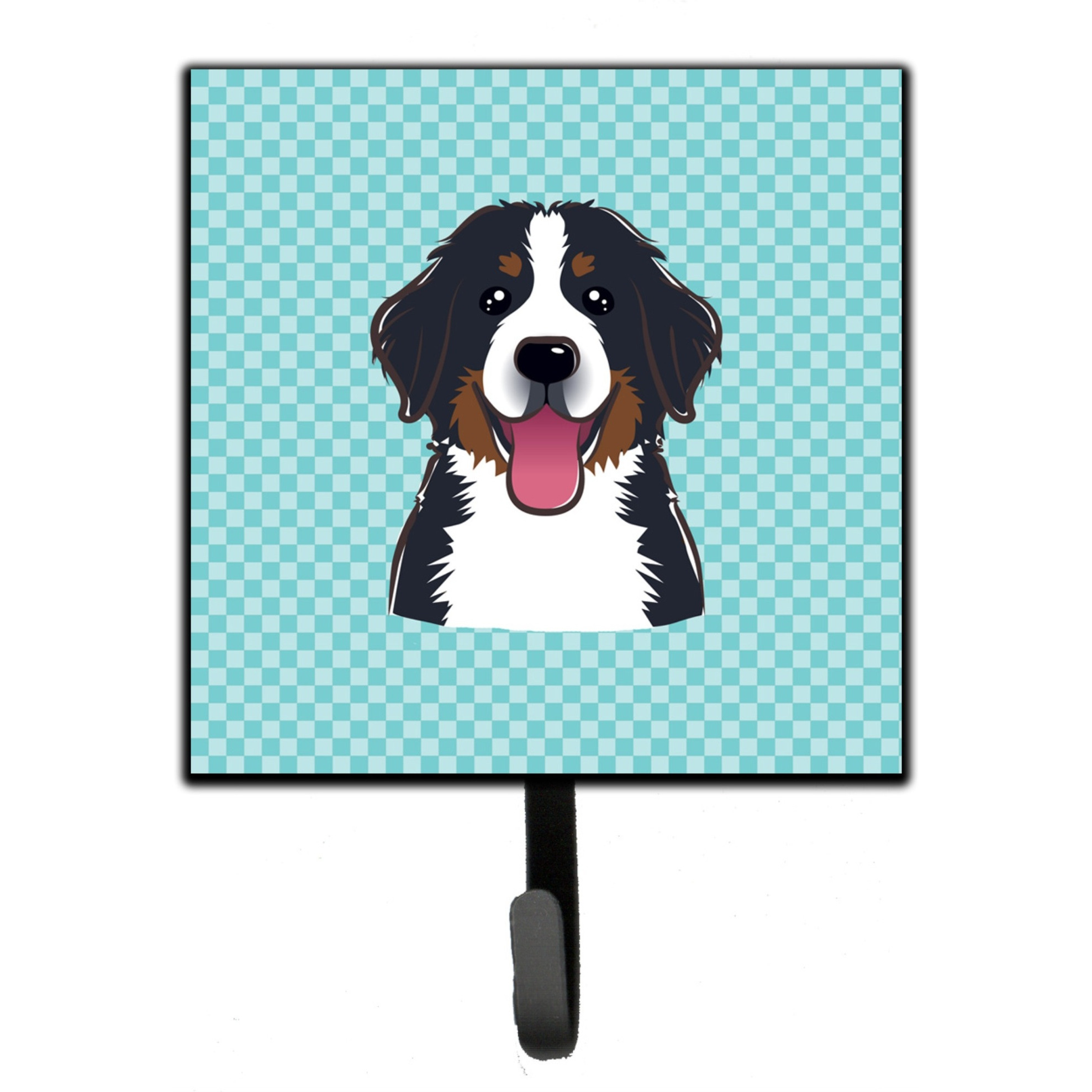 &quotCaroline's Treasures BB1175SH4 Checkerboard Blue Bernese Mountain Dog Leash or Key Holder, Small, Multicolor"