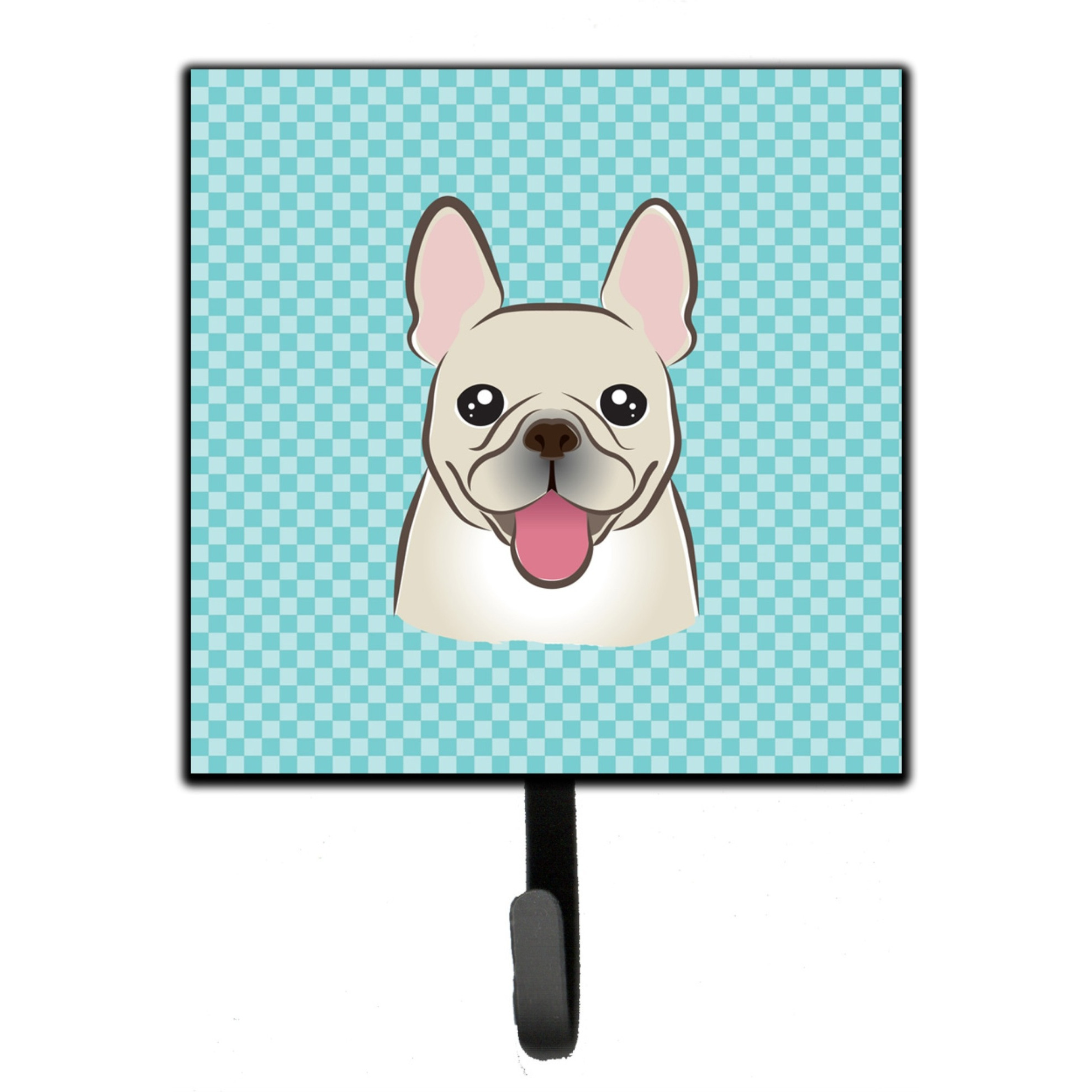 &quotCaroline's Treasures BB1176SH4 Checkerboard Blue French Bulldog Leash or Key Holder, Small, Multicolor"