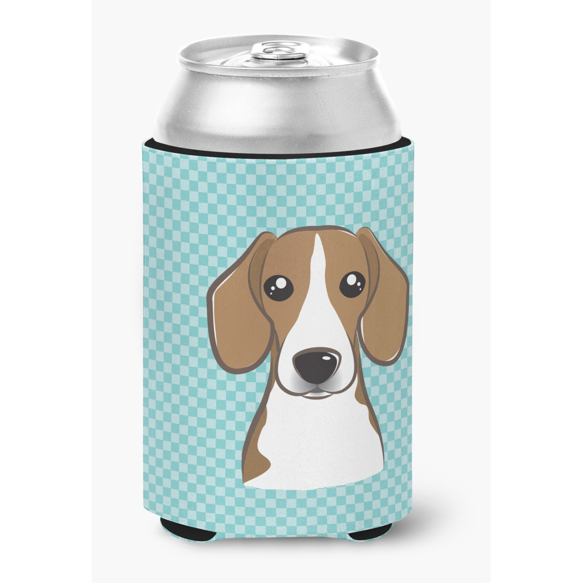 Checkerboard Blue Beagle Can or Bottle Hugger BB1177CC