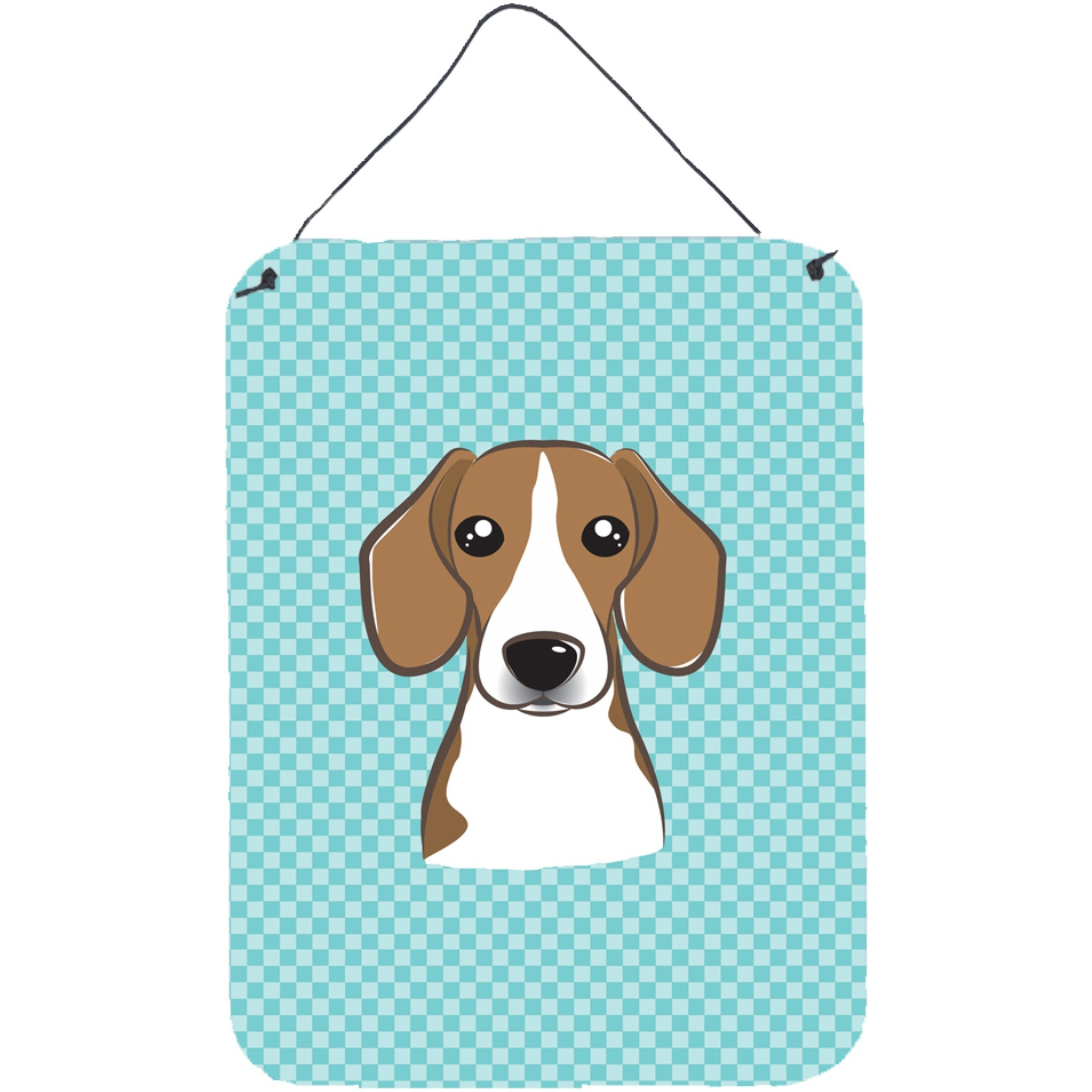 &quotCaroline's Treasures Checkerboard Blue Beagle Wall or Door Hanging Prints, 16"" x 12"""