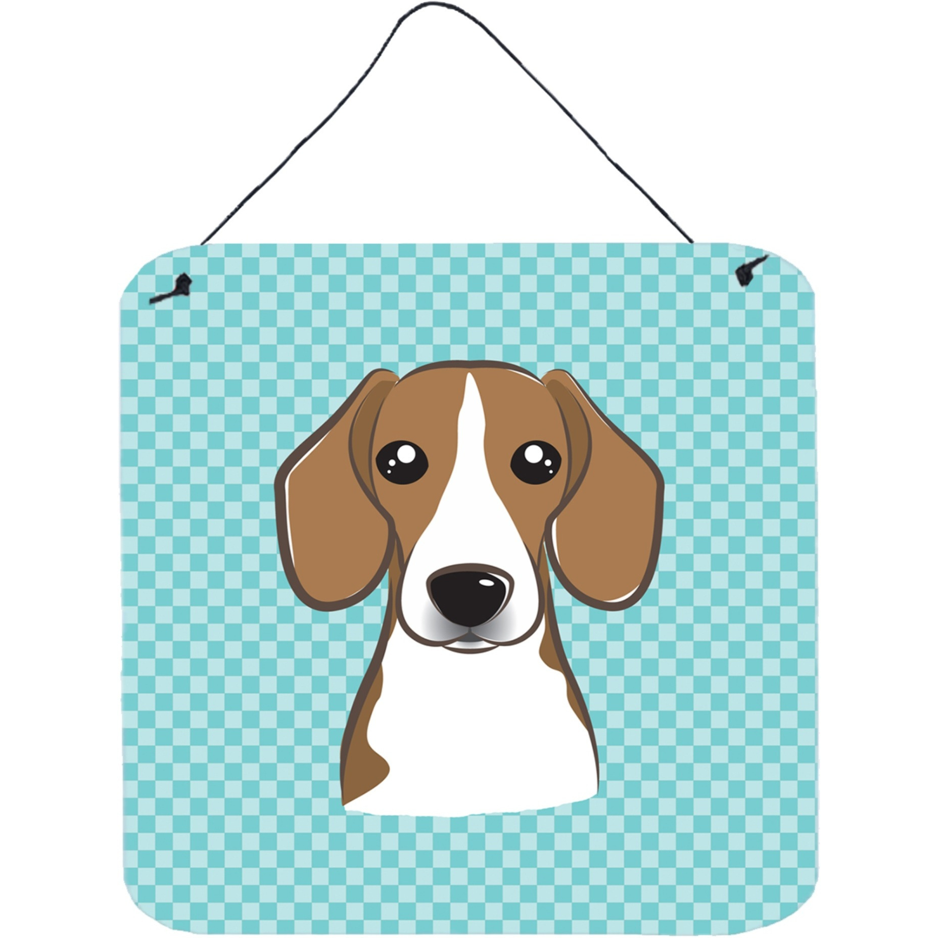 &quotCaroline's Treasures Checkerboard Blue Beagle Aluminum Metal Wall or Door Hanging Prints, 6 x 6"""