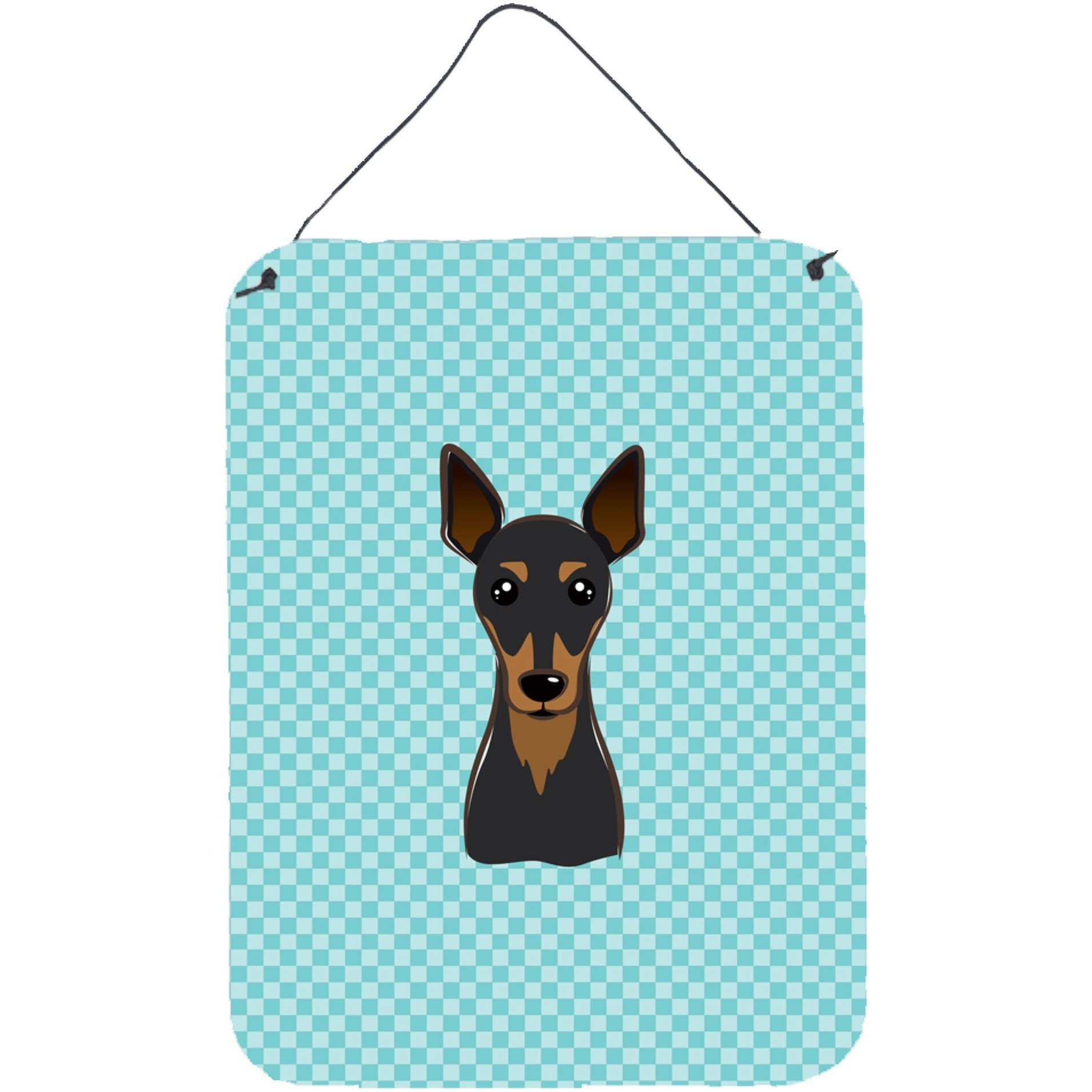 &quotCaroline's Treasures Checkerboard Blue Min Pin Wall or Door Hanging Prints, 16"" x 12"""