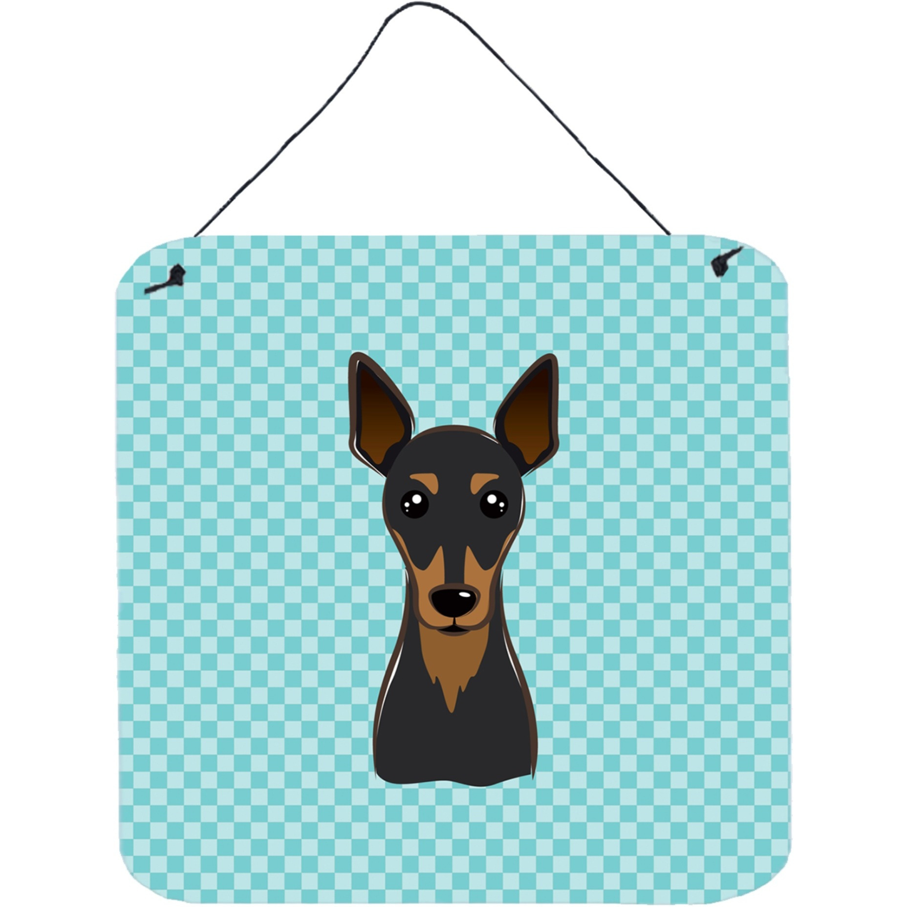 &quotCaroline's Treasures Checkerboard Blue Min Pin Wall or Door Hanging Prints, 6 x 6"""