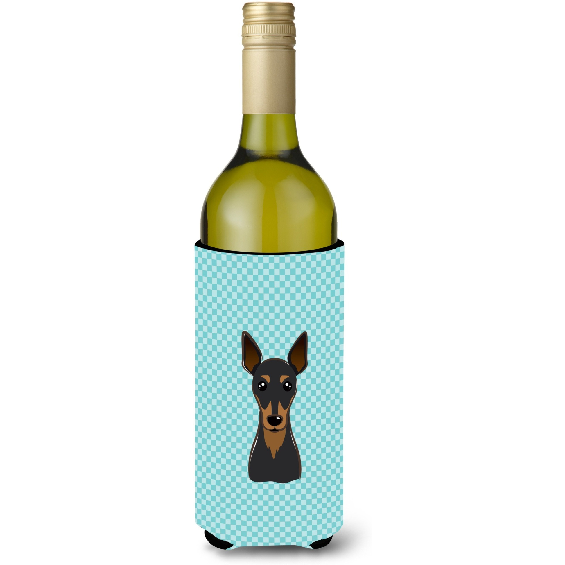 Checkerboard Blue Min Pin Wine Bottle Beverage Insulator Hugger BB1178LITERK