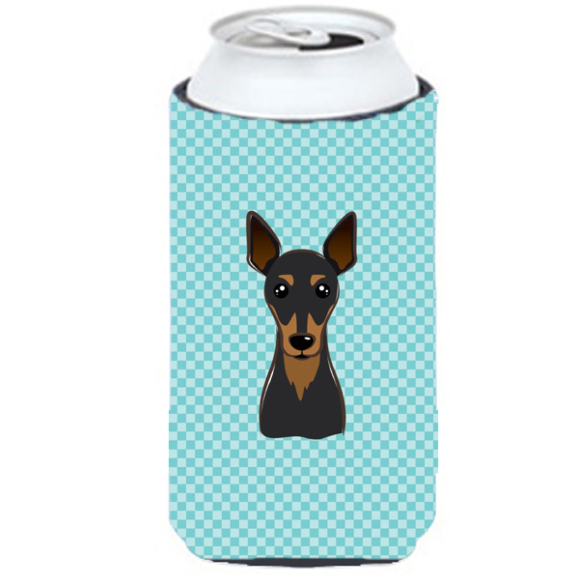 Checkerboard Blue Min Pin Tall Boy Beverage Insulator Hugger BB1178TBC