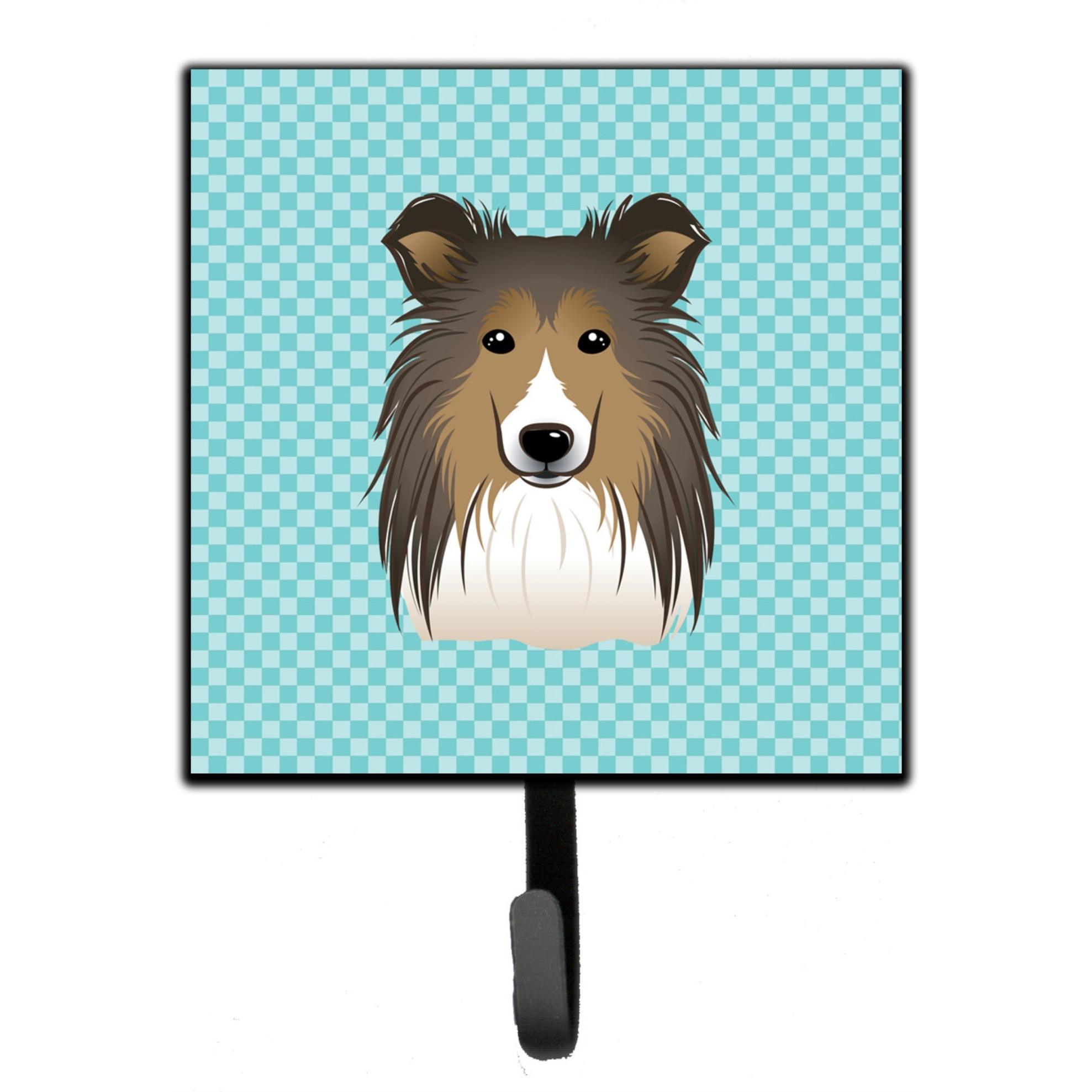 &quotCaroline's Treasures BB1180SH4 Checkerboard Blue Sheltie Leash or Key Holder, Small, Multicolor"