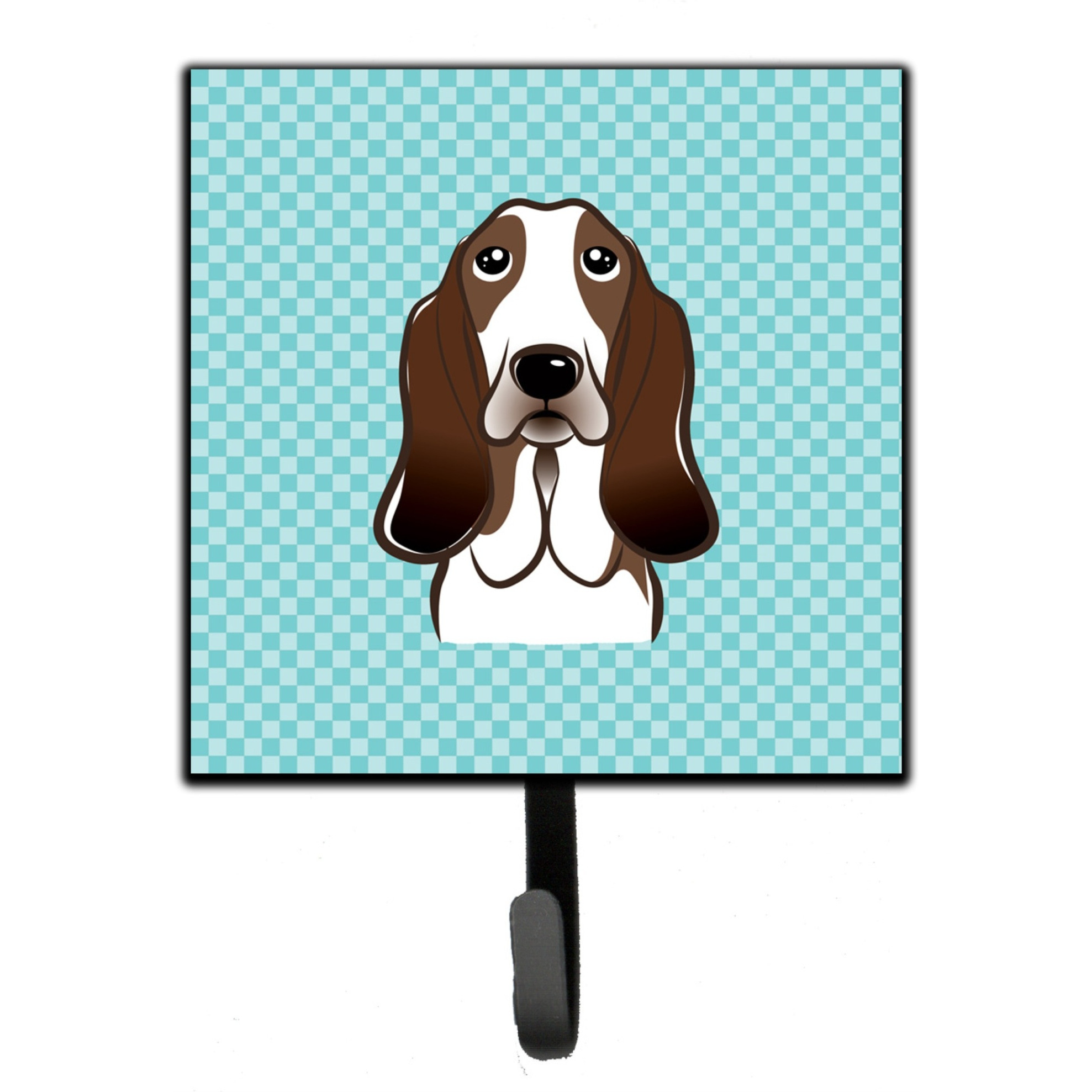 &quotCaroline's Treasures BB1181SH4 Checkerboard Blue Basset Hound Leash or Key Holder, Small, Multicolor"