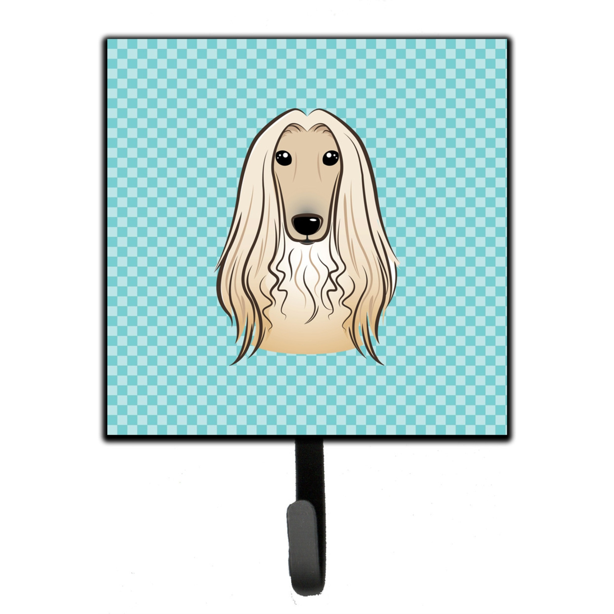 &quotCaroline's Treasures BB1182SH4 Checkerboard Blue Afghan Hound Leash or Key Holder, Small, Multicolor"
