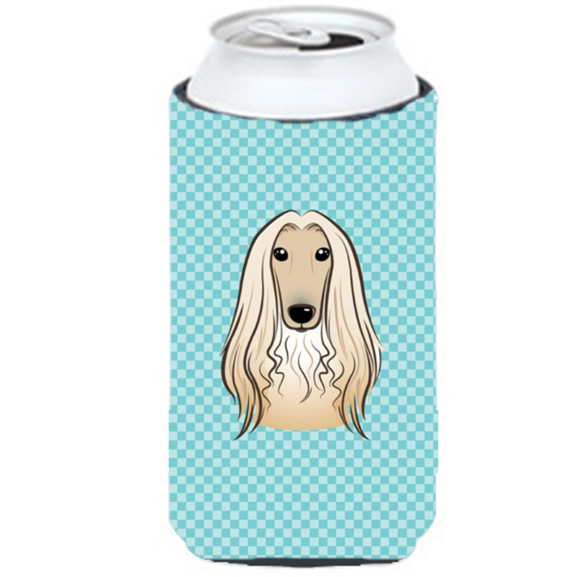 Checkerboard Blue Afghan Hound Tall Boy Beverage Insulator Hugger BB1182TBC