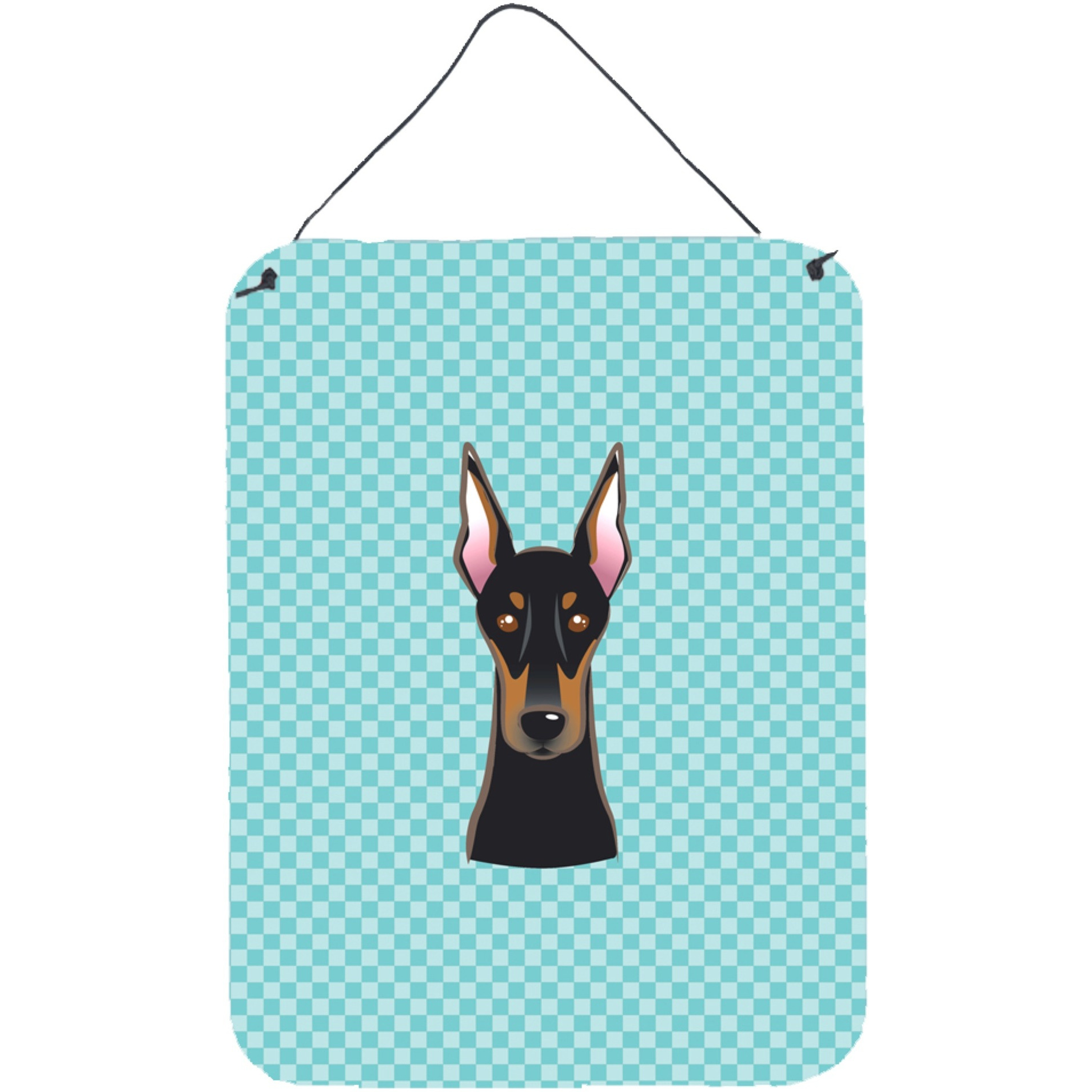 &quotCaroline's Treasures Checkerboard Blue Doberman Wall or Door Hanging Prints, 16"" x 12"""