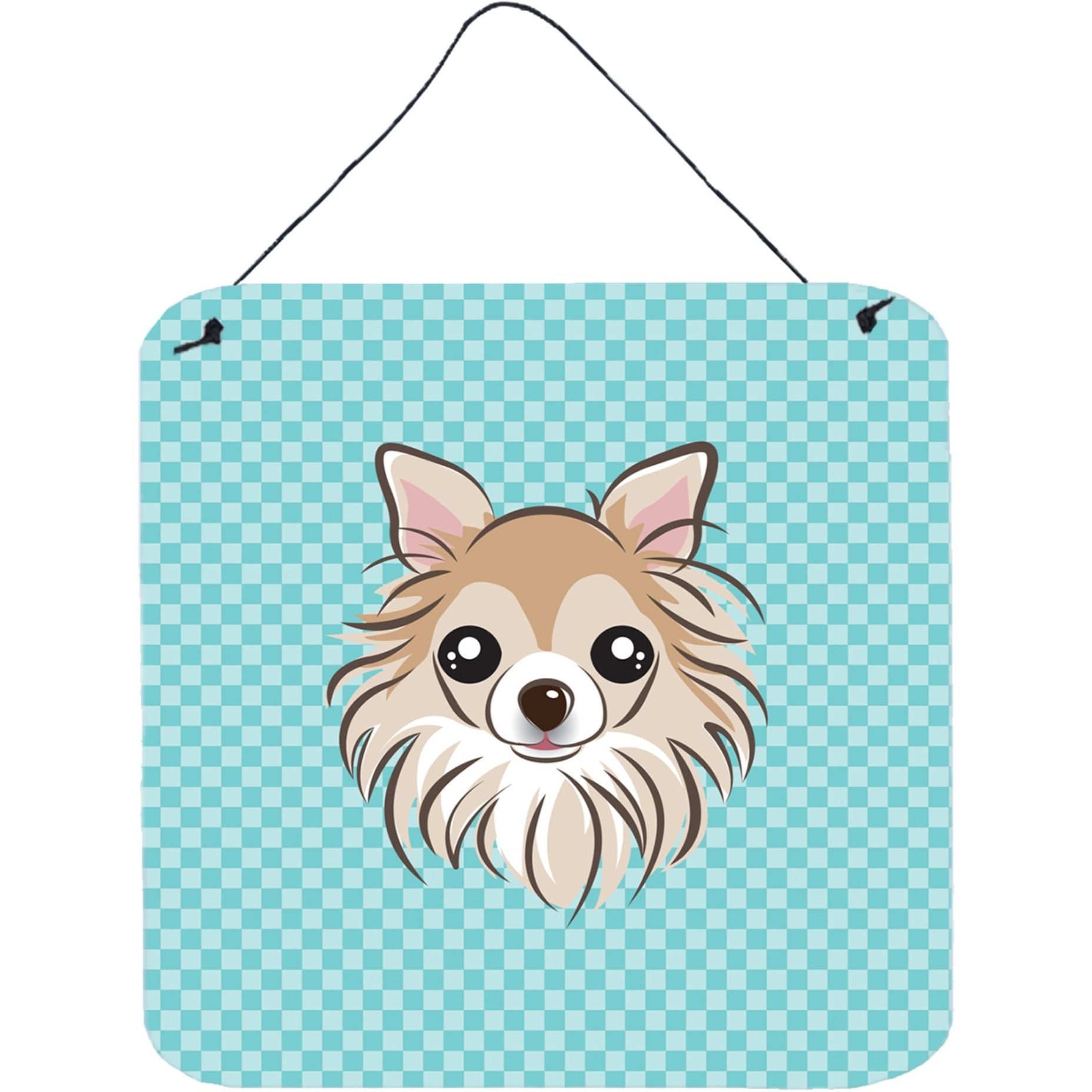 &quotCaroline's Treasures Checkerboard Blue Chihuahua Wall or Door Hanging Prints, 6 x 6"""
