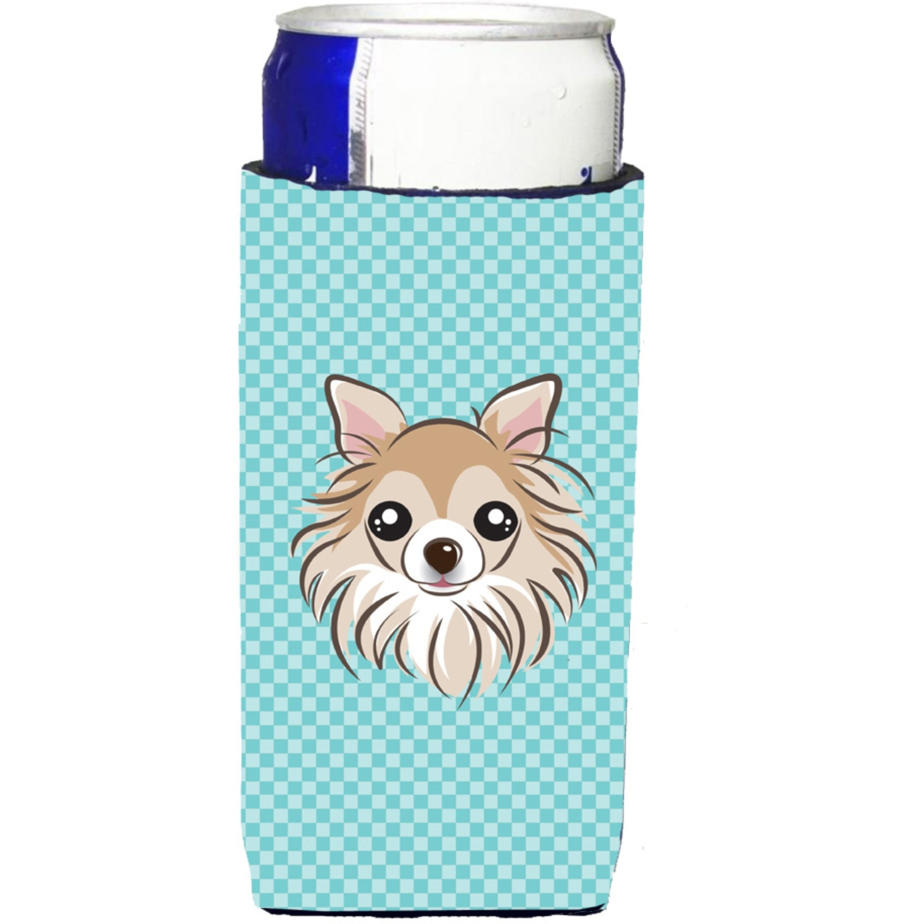 Checkerboard Blue Chihuahua Ultra Beverage Insulators for slim cans BB1189MUK