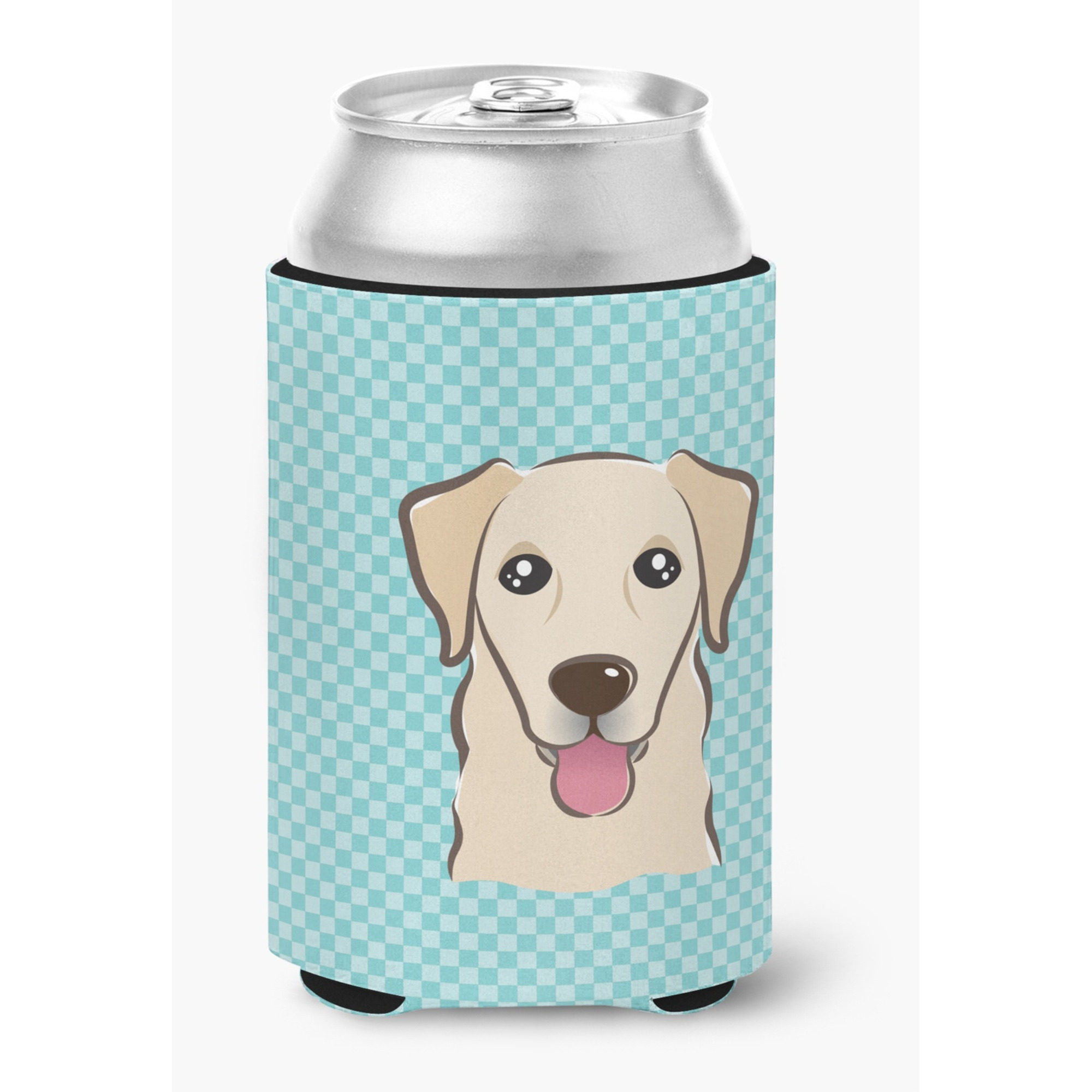 Checkerboard Blue Golden Retriever Can or Bottle Hugger BB1190CC
