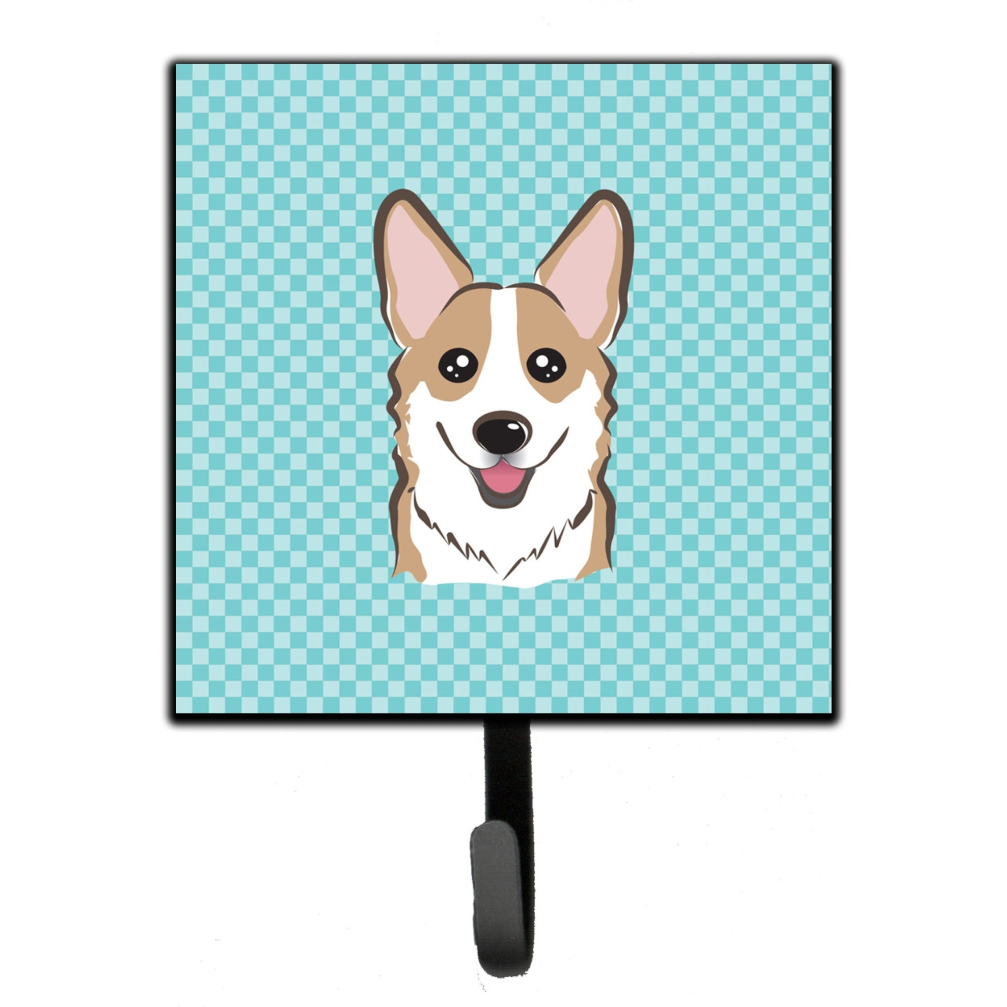 &quotCaroline's Treasures BB1191SH4 Checkerboard Blue Corgi Leash or Key Holder, Small, Multicolor"