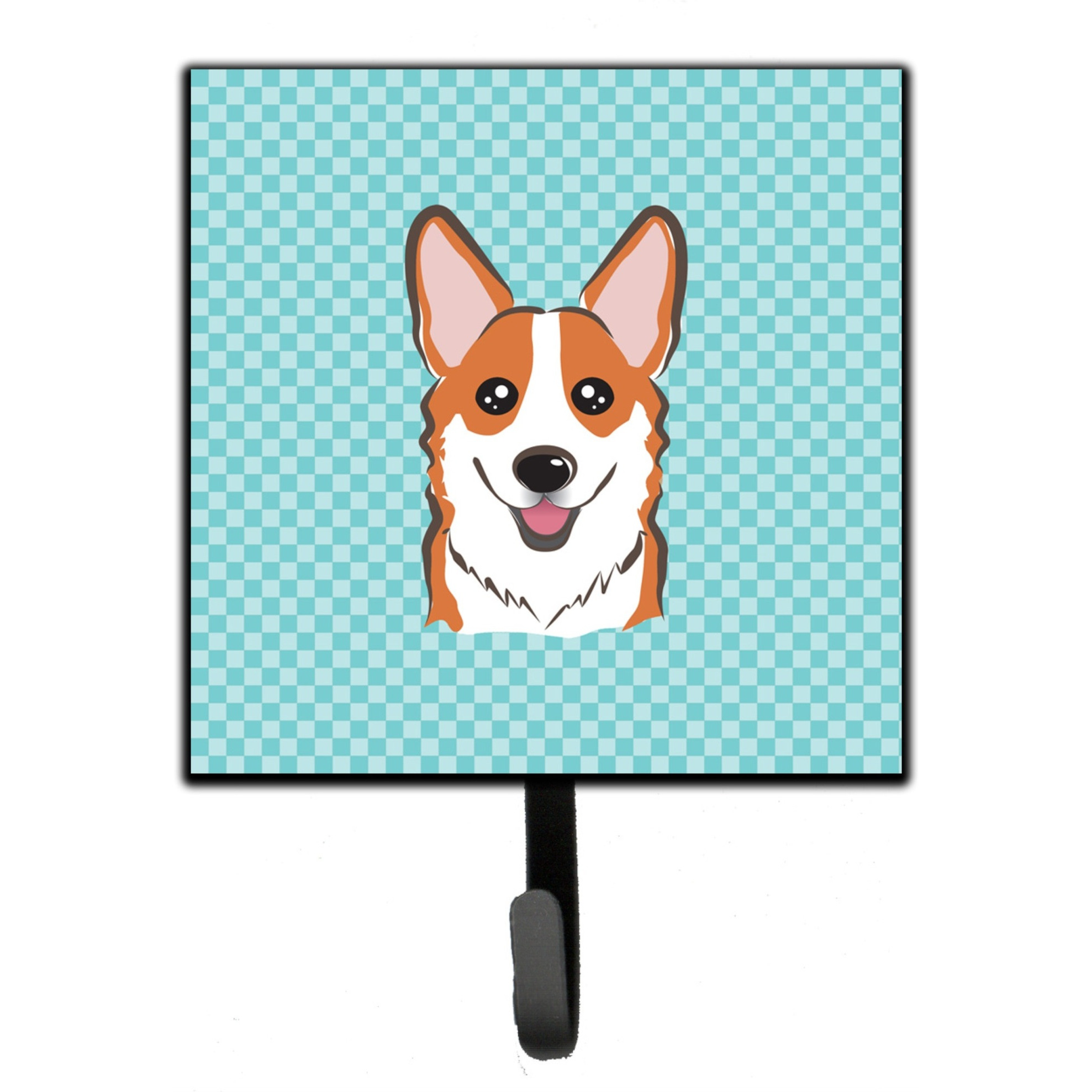 &quotCaroline's Treasures BB1192SH4 Checkerboard Blue Corgi Leash or Key Holder, Small, Multicolor"