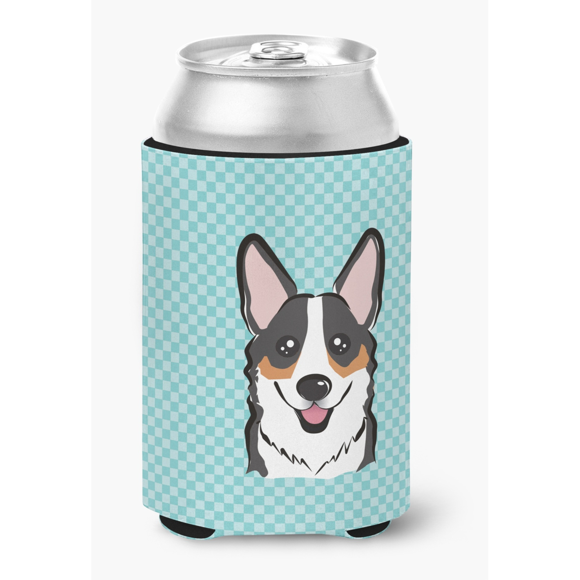 Checkerboard Blue Corgi Can or Bottle Hugger BB1193CC