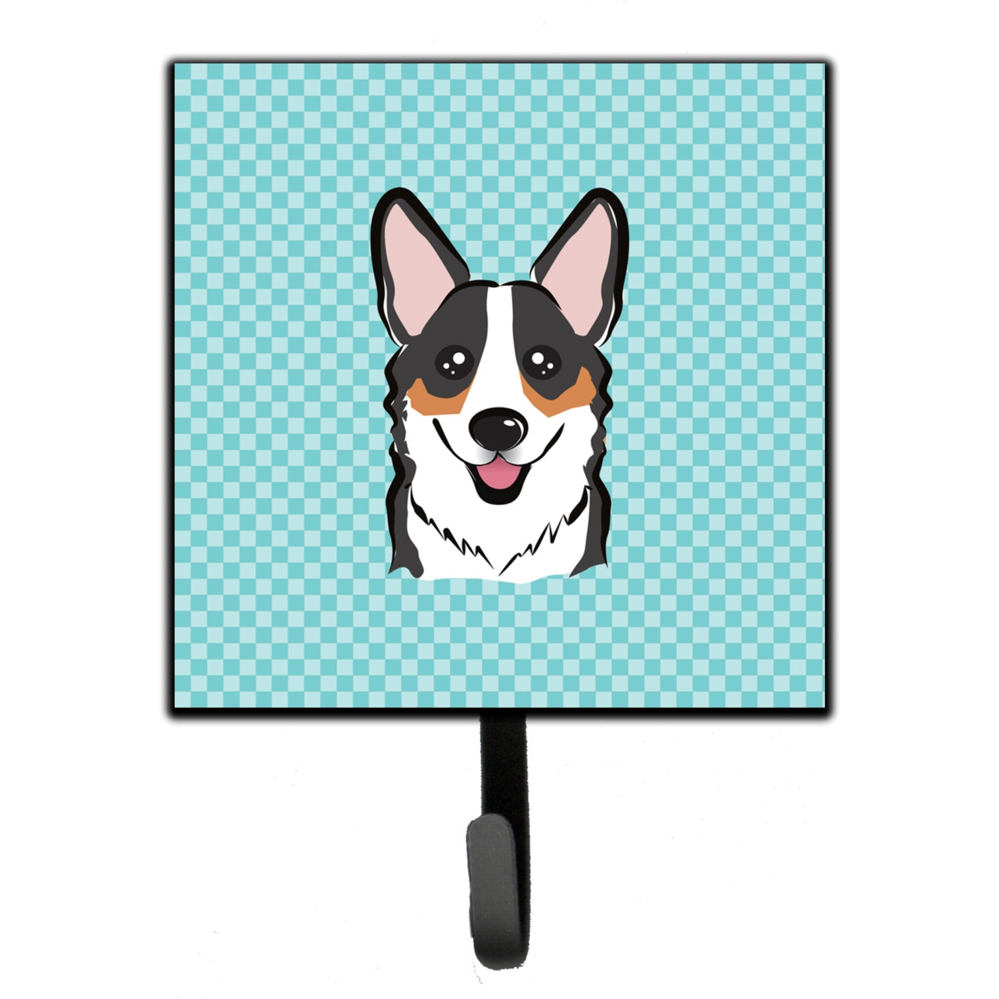 &quotCaroline's Treasures BB1193SH4 Checkerboard Blue Corgi Leash or Key Holder, Small, Multicolor"