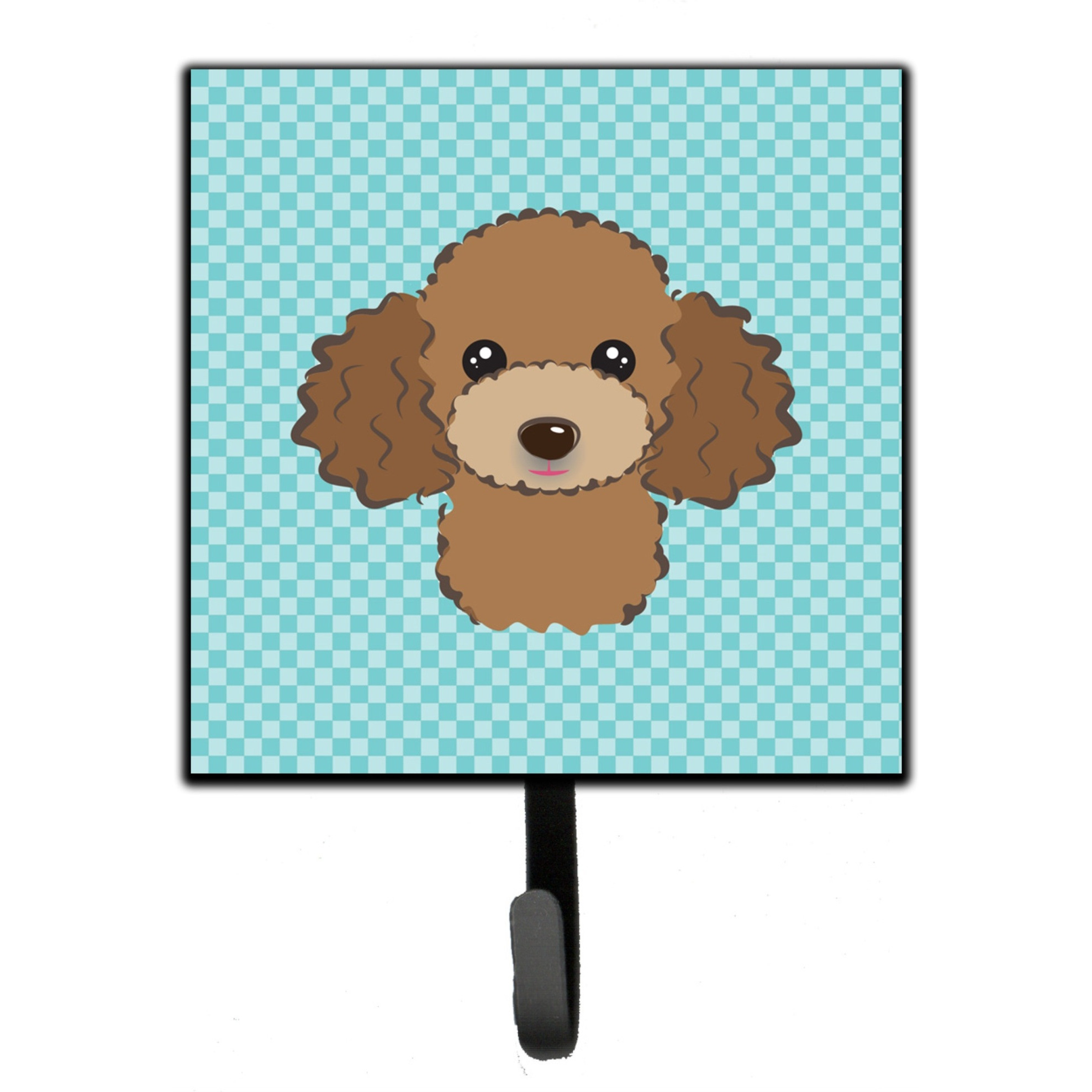 &quotCaroline's Treasures BB1194SH4 Checkerboard Blue Chocolate Brown Poodle Leash or Key Holder, Small, Multicolor"