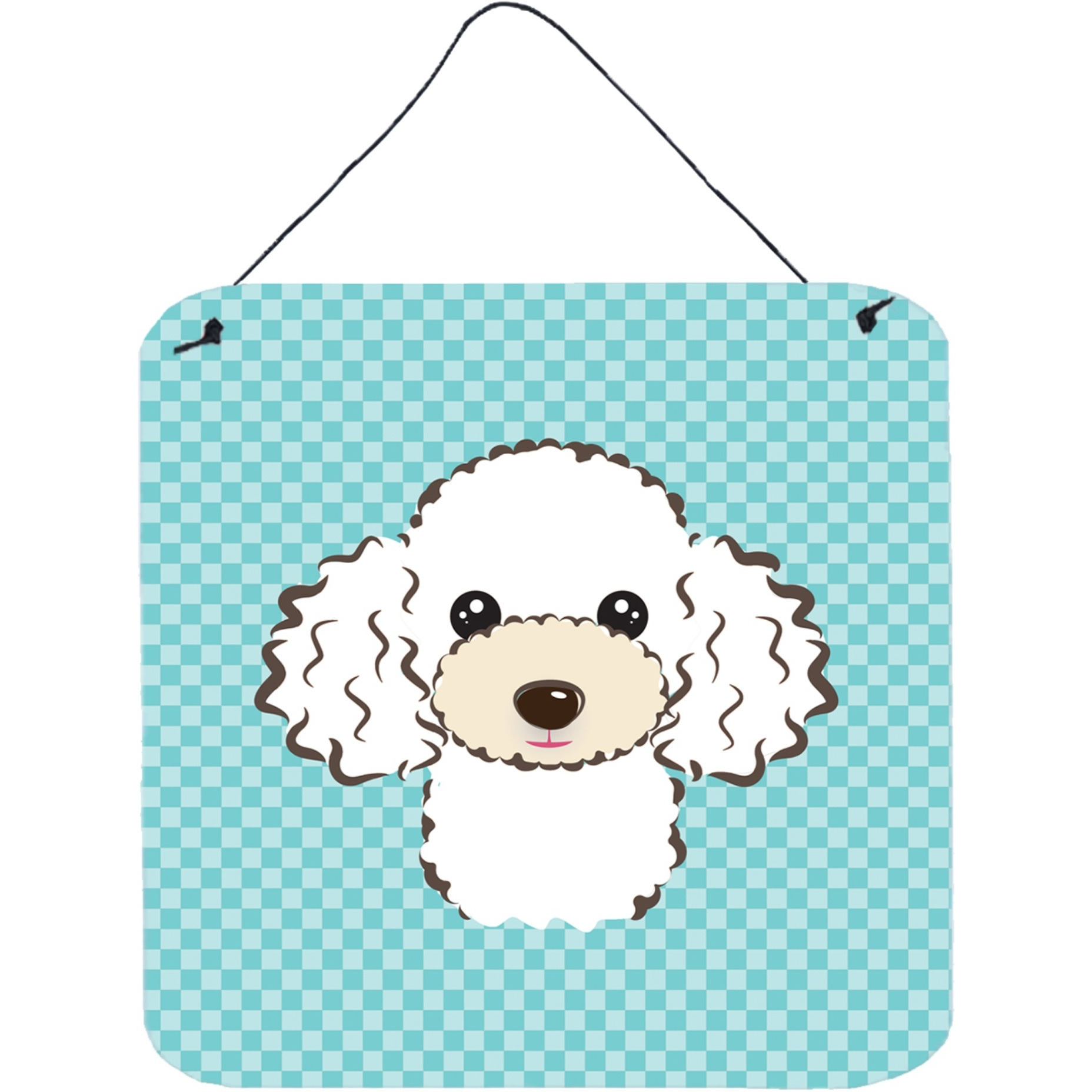 &quotCaroline's Treasures Checkerboard Blue White Poodle Wall or Door Hanging Prints, 6 x 6"""