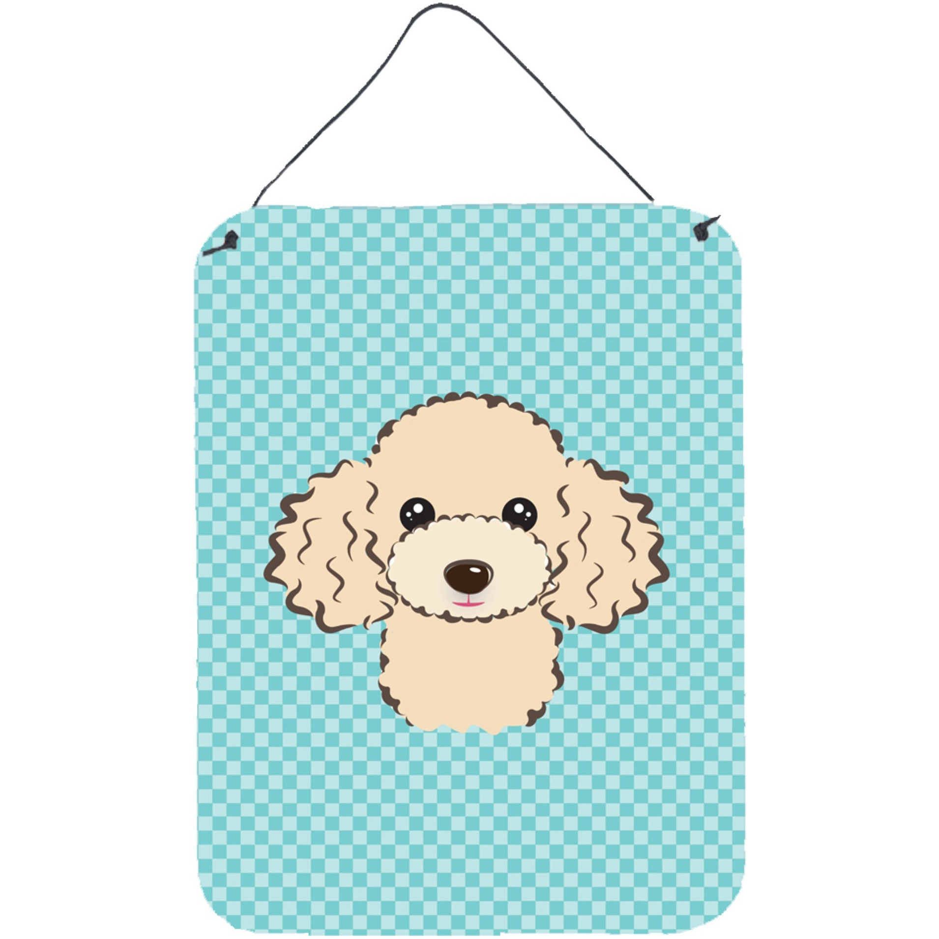 &quotCaroline's Treasures Checkerboard Blue Buff Poodle Wall or Door Hanging Prints, 16"" x 12"""