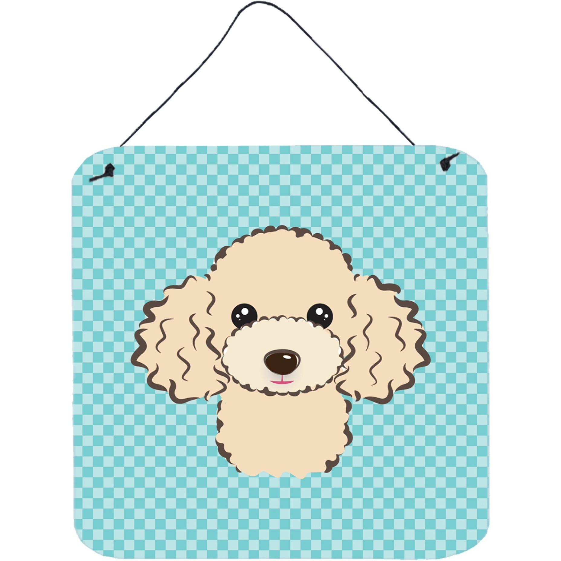 &quotCaroline's Treasures Checkerboard Blue Buff Poodle Wall or Door Hanging Prints, 6 x 6"""