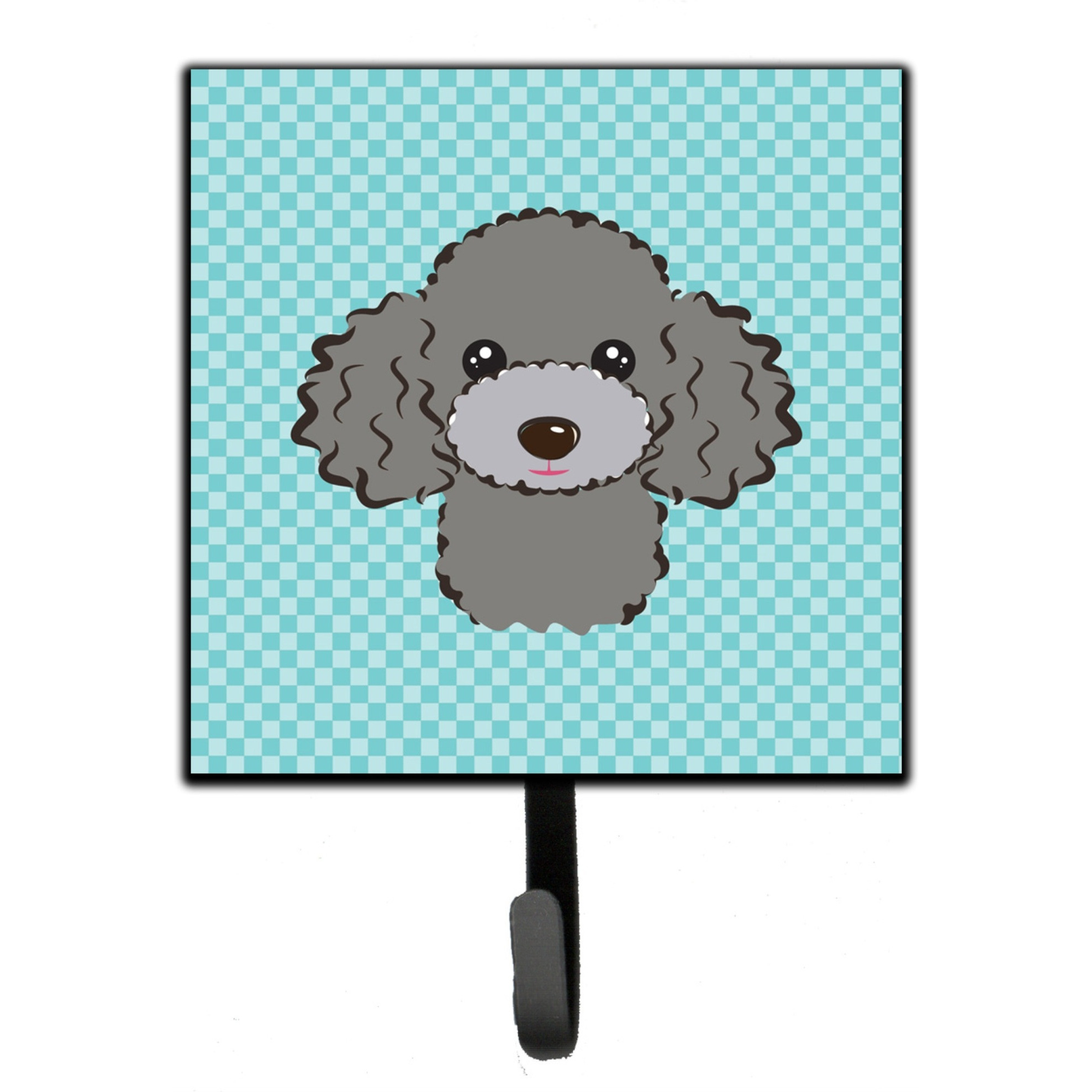 &quotCaroline's Treasures BB1197SH4 Checkerboard Blue Silver Gray Poodle Leash or Key Holder, Small, Multicolor"