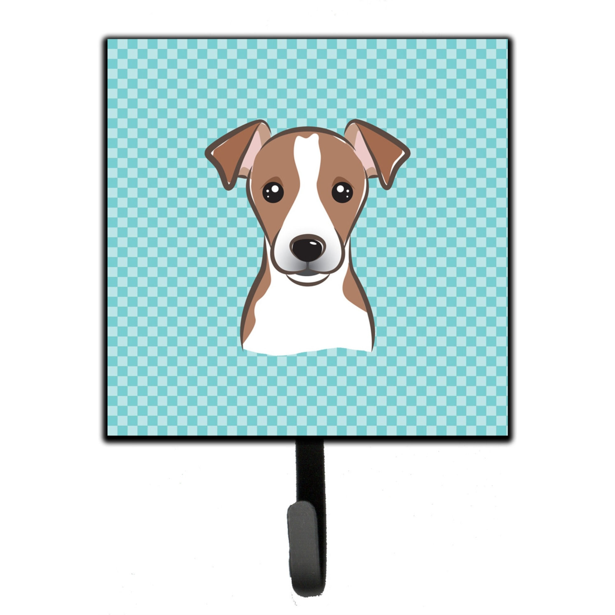 &quotCaroline's Treasures BB1198SH4 Checkerboard Blue Jack Russell Terrier Leash or Key Holder, Small, Multicolor"
