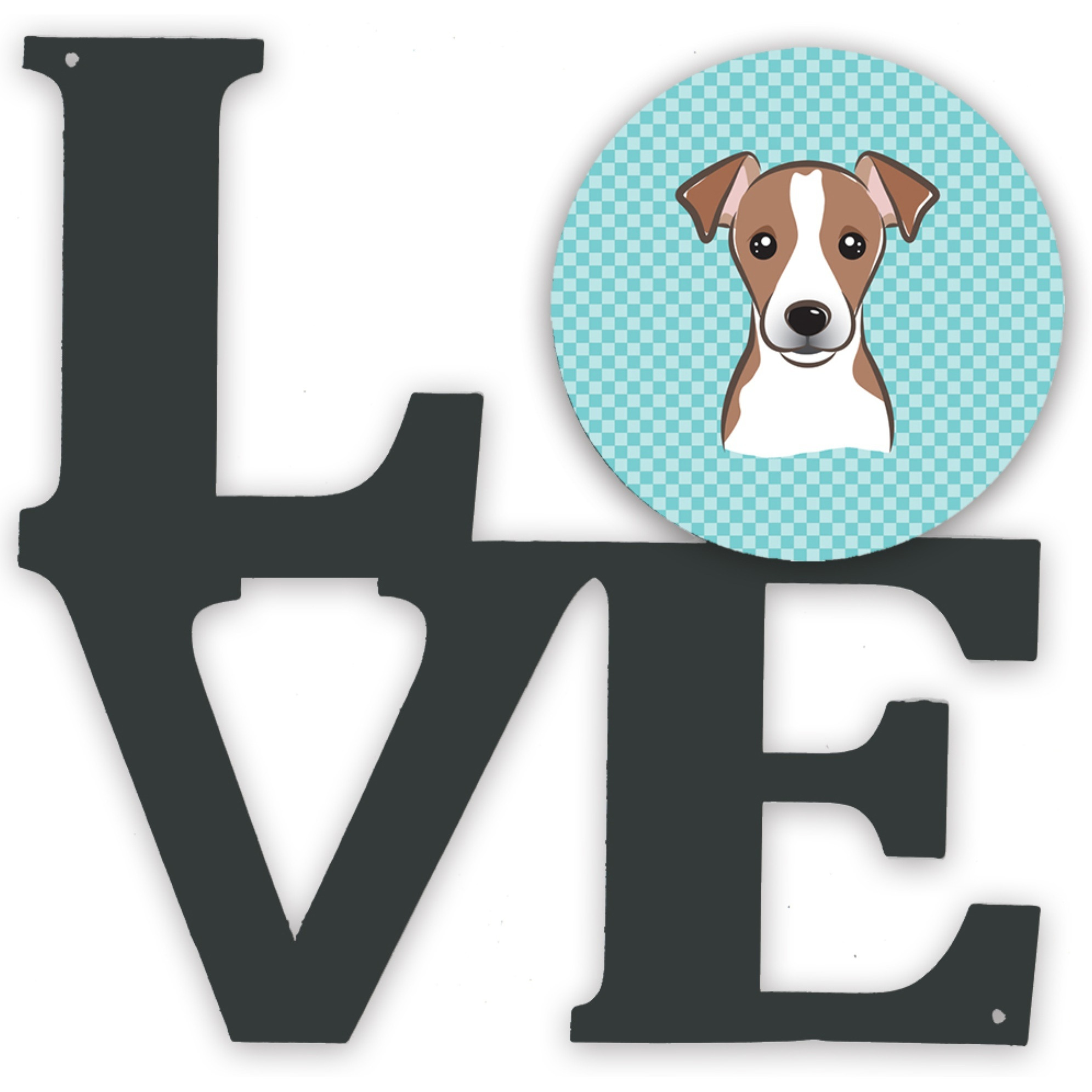 &quotCaroline's Treasures Checkerboard Blue Jack Russell Terrier Metal Artwork Love wall-decor, Multicolor"