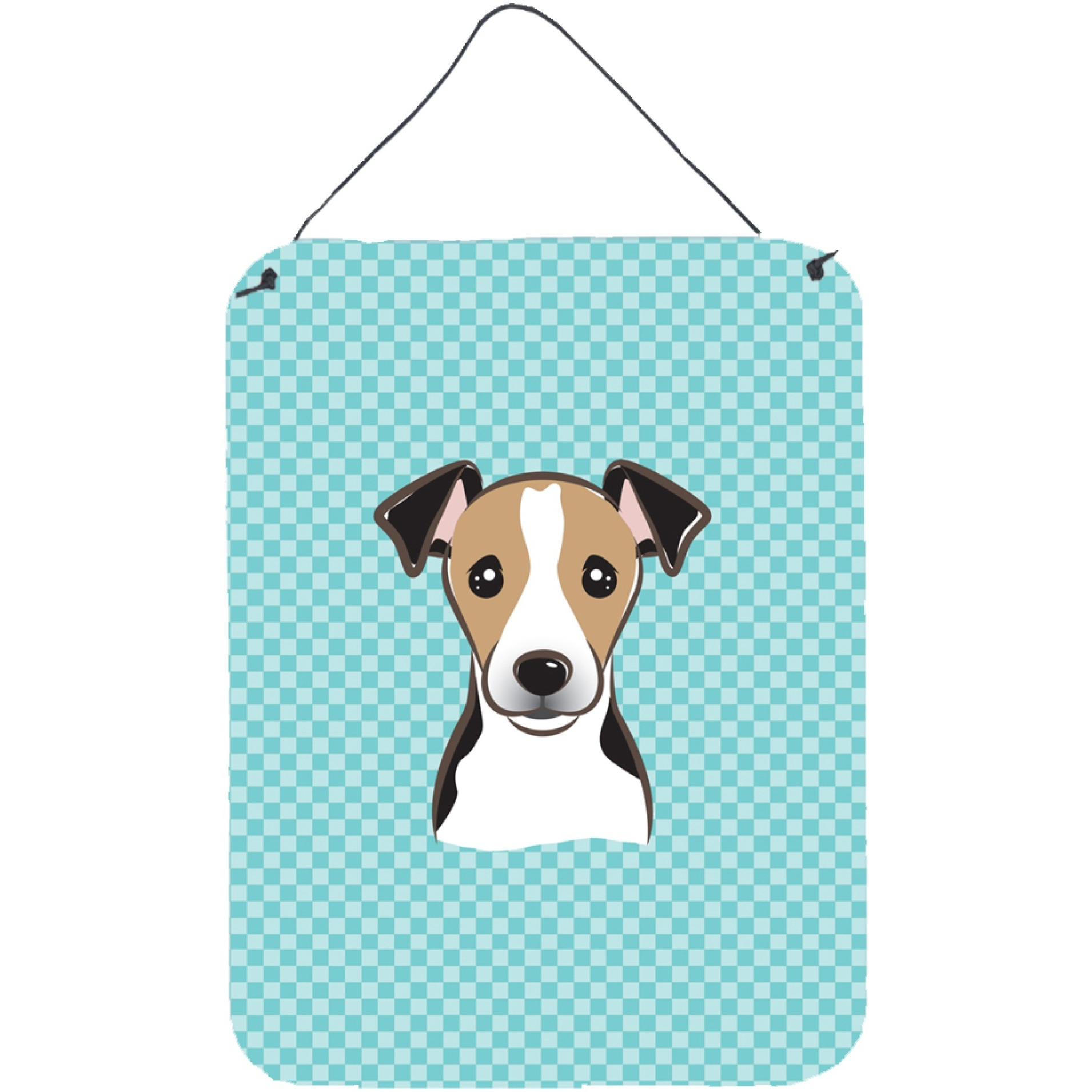 &quotCaroline's Treasures BB1199DS1216 Checkerboard Blue Jack Russell Terrier Wall or Door Hanging Prints, 16"" x 12"""