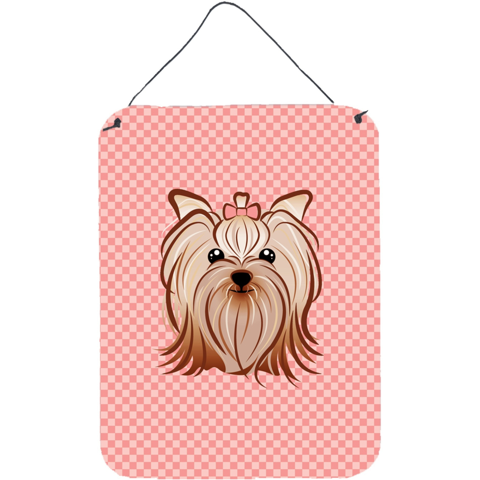 &quotCaroline's Treasures Checkerboard Pink Yorkie Yorkishire Terrier Wall or Door Hanging Prints, 16"" x 12"""