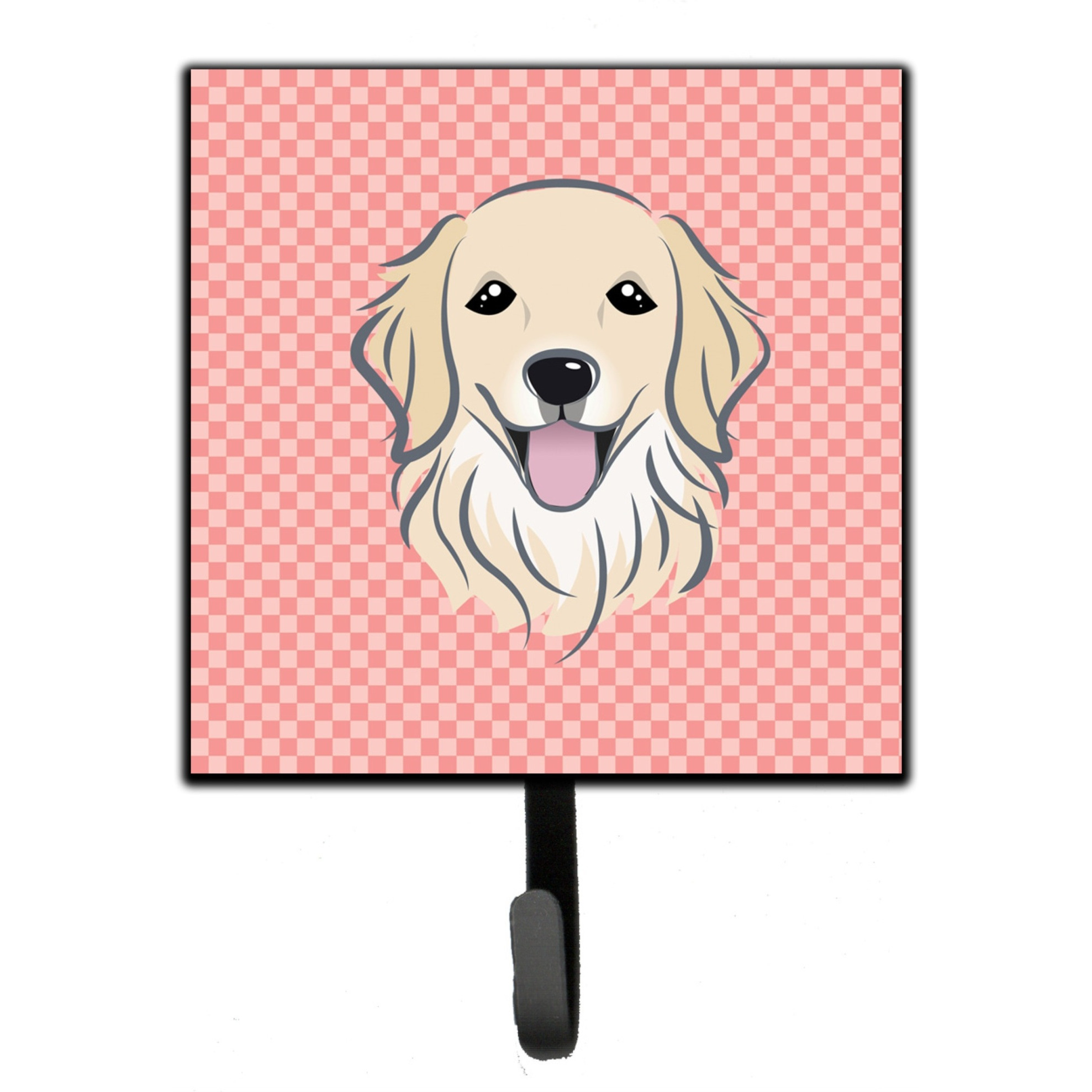 &quotCaroline's Treasures BB1205SH4 Checkerboard Pink Golden Retriever Leash or Key Holder, Small, Multicolor"