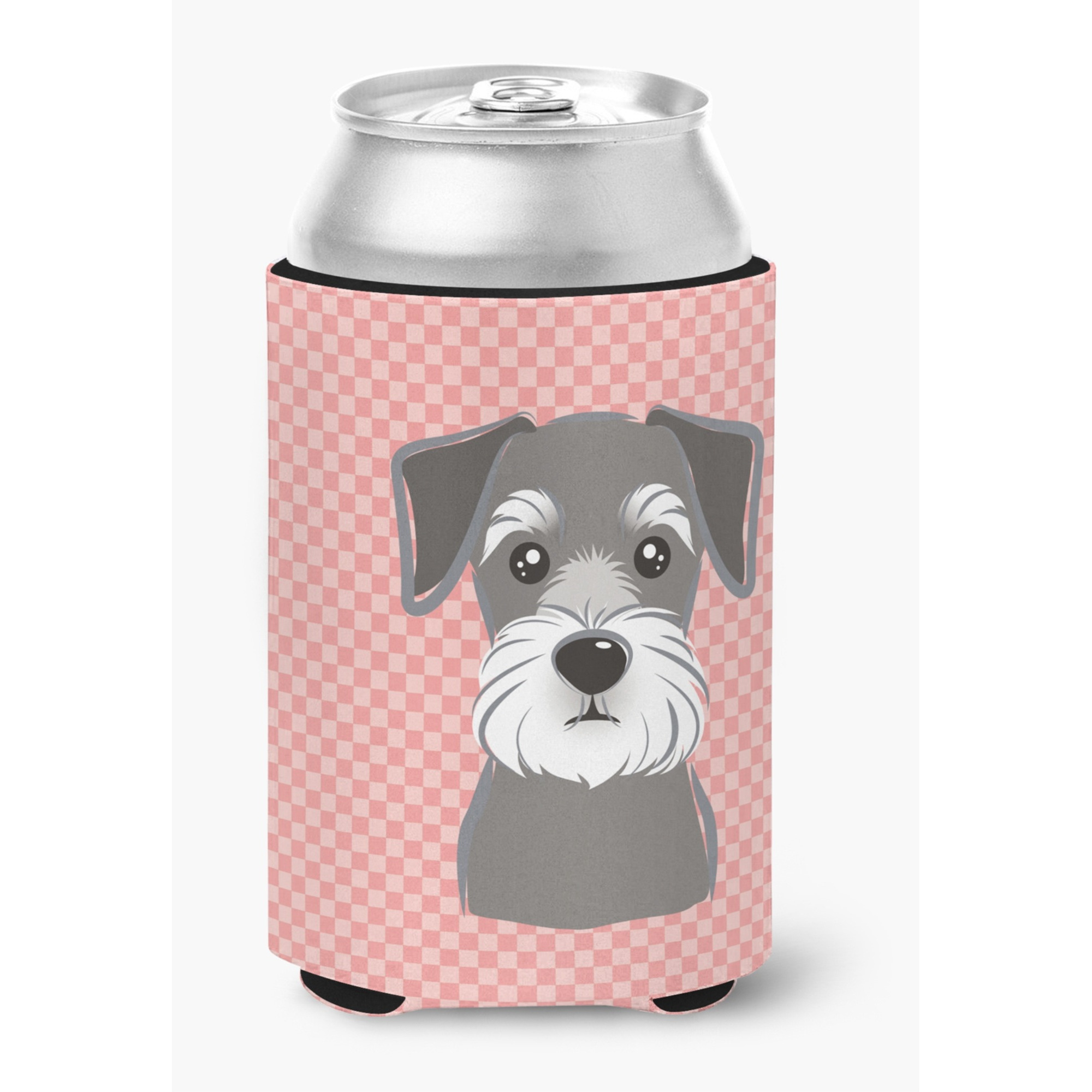 Checkerboard Pink Schnauzer Can or Bottle Hugger BB1206CC