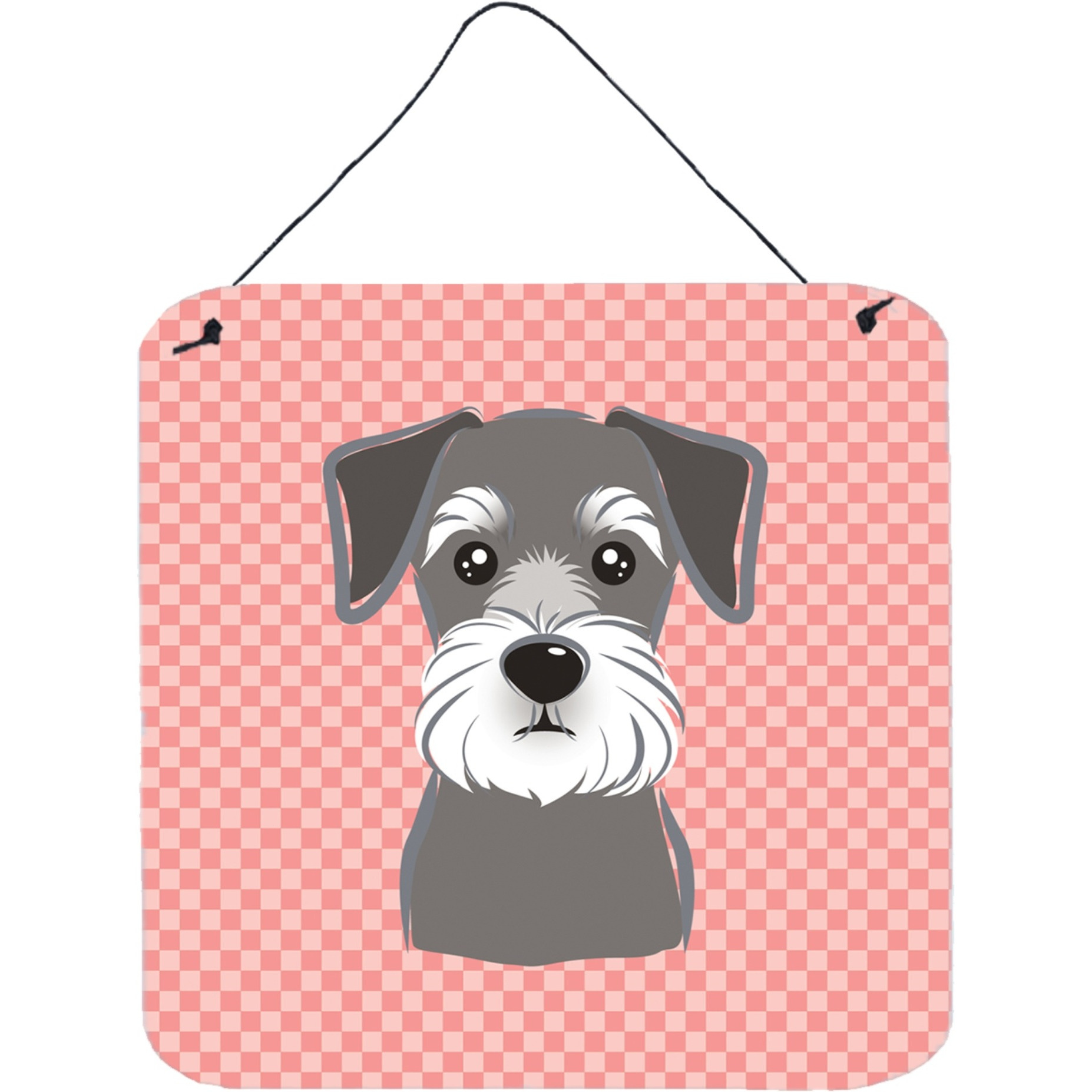 &quotCaroline's Treasures Checkerboard Pink Schnauzer Wall or Door Hanging Prints, 6 x 6"""