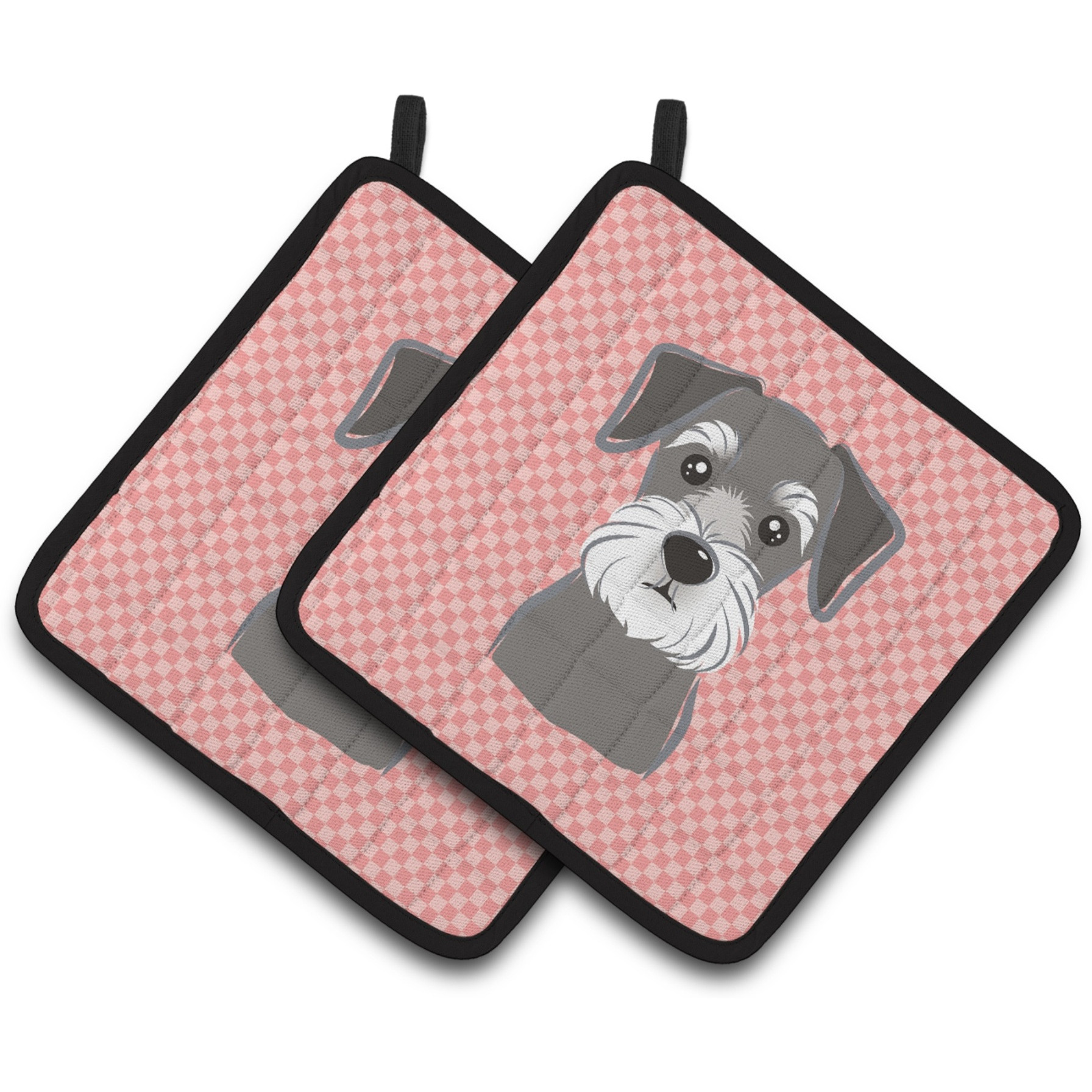 &quotCaroline's Treasures Checkerboard Pink Schnauzer Pair of Pot Holders BB1206PTHD, 7.5HX7.5W, Multicolor"