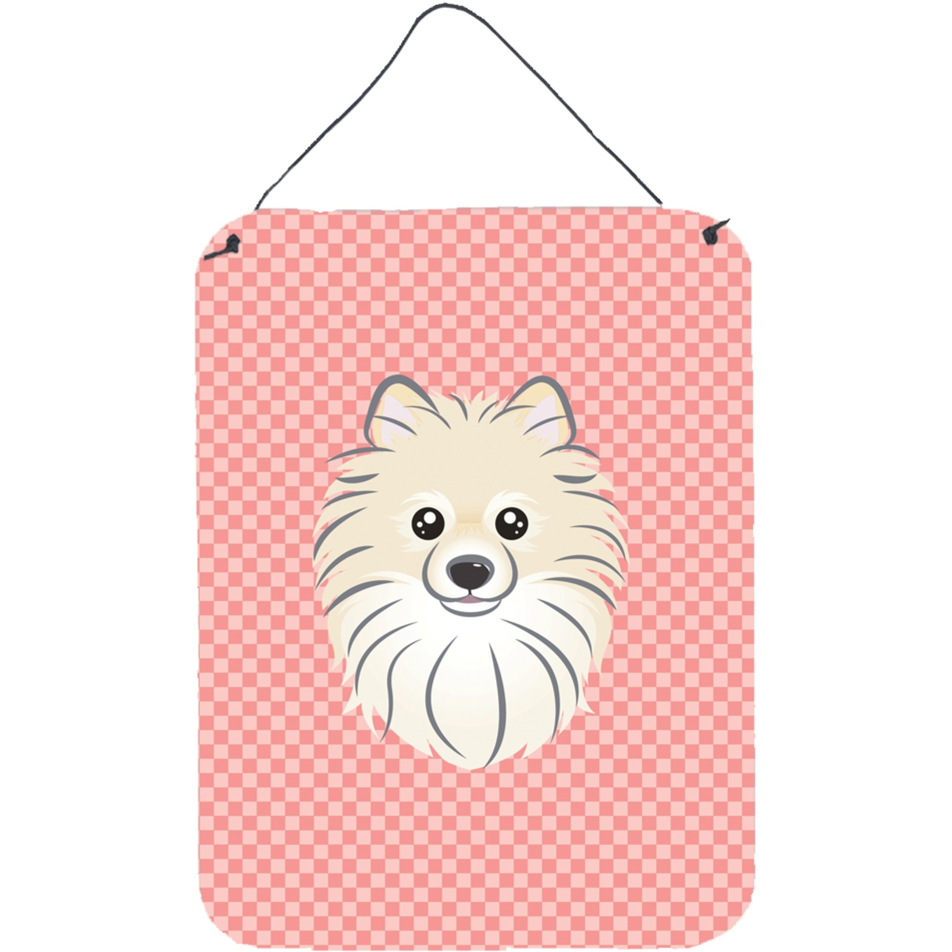 &quotCaroline's Treasures Checkerboard Pink Pomeranian Wall or Door Hanging Prints, 16"" x 12"""