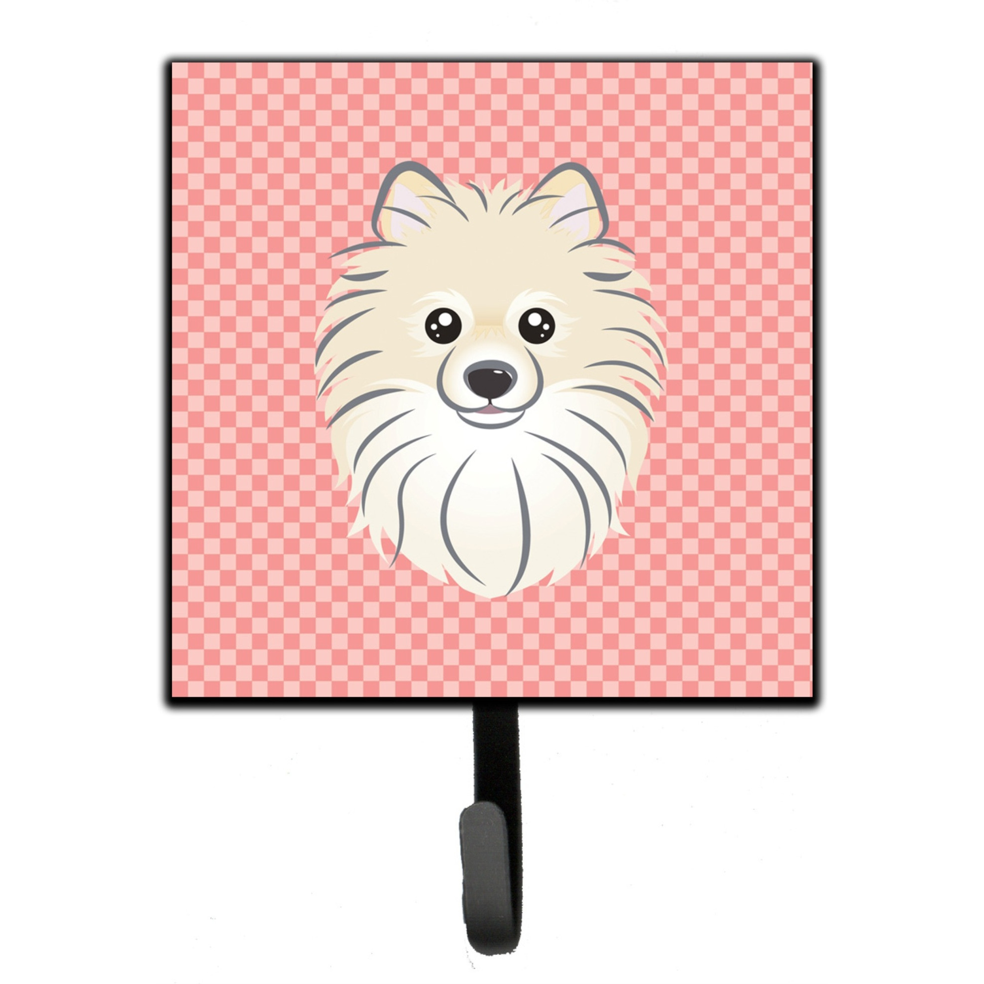 &quotCaroline's Treasures BB1207SH4 Checkerboard Pink Pomeranian Leash or Key Holder, Small, Multicolor"