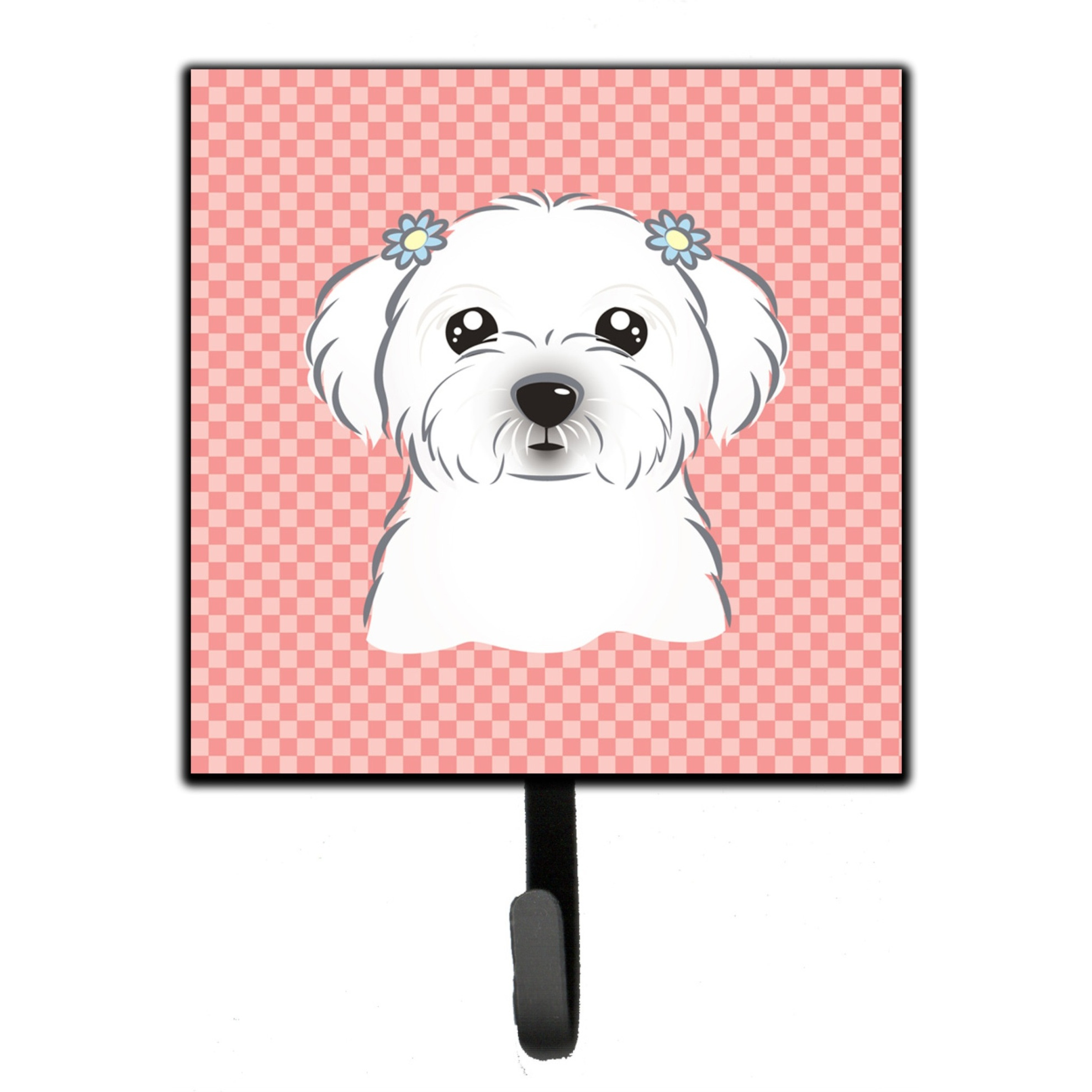 &quotCaroline's Treasures BB1208SH4 Checkerboard Pink Maltese Leash or Key Holder, Small, Multicolor"