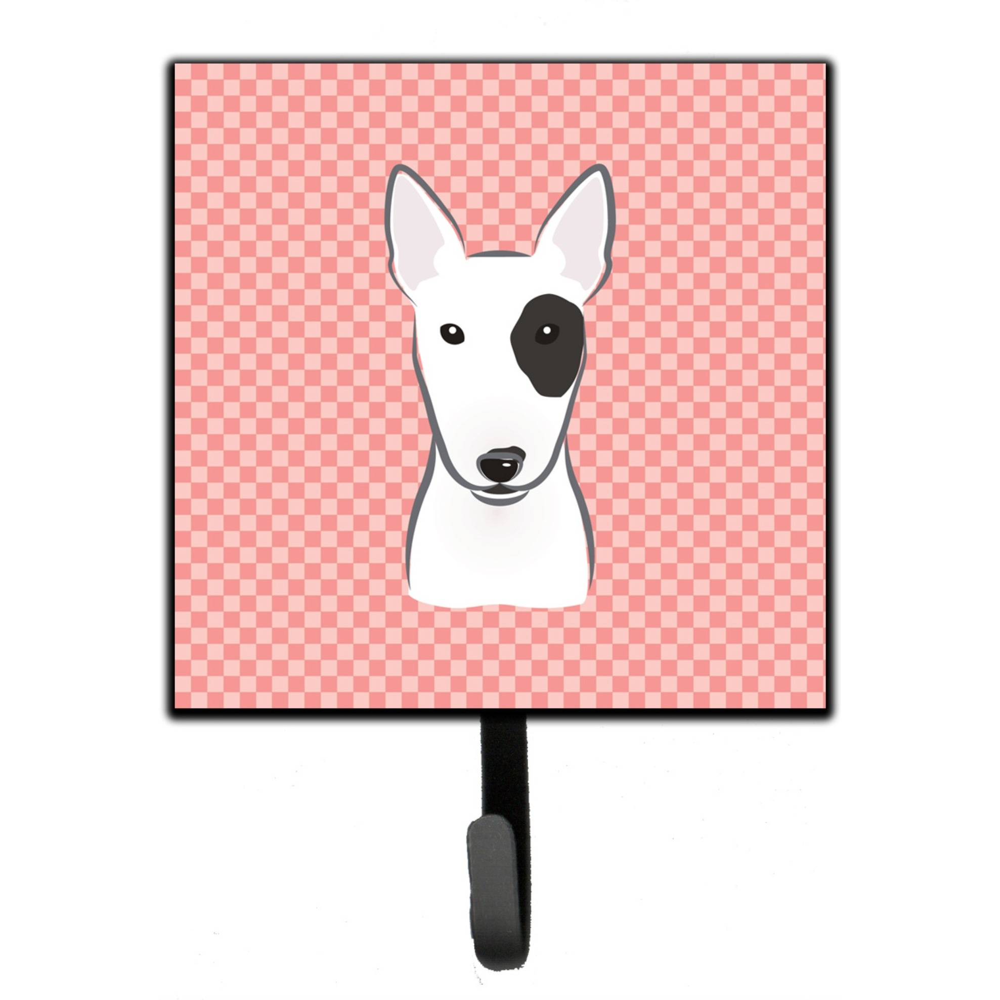&quotCaroline's Treasures BB1209SH4 Checkerboard Pink Bull Terrier Leash or Key Holder, Small, Multicolor"