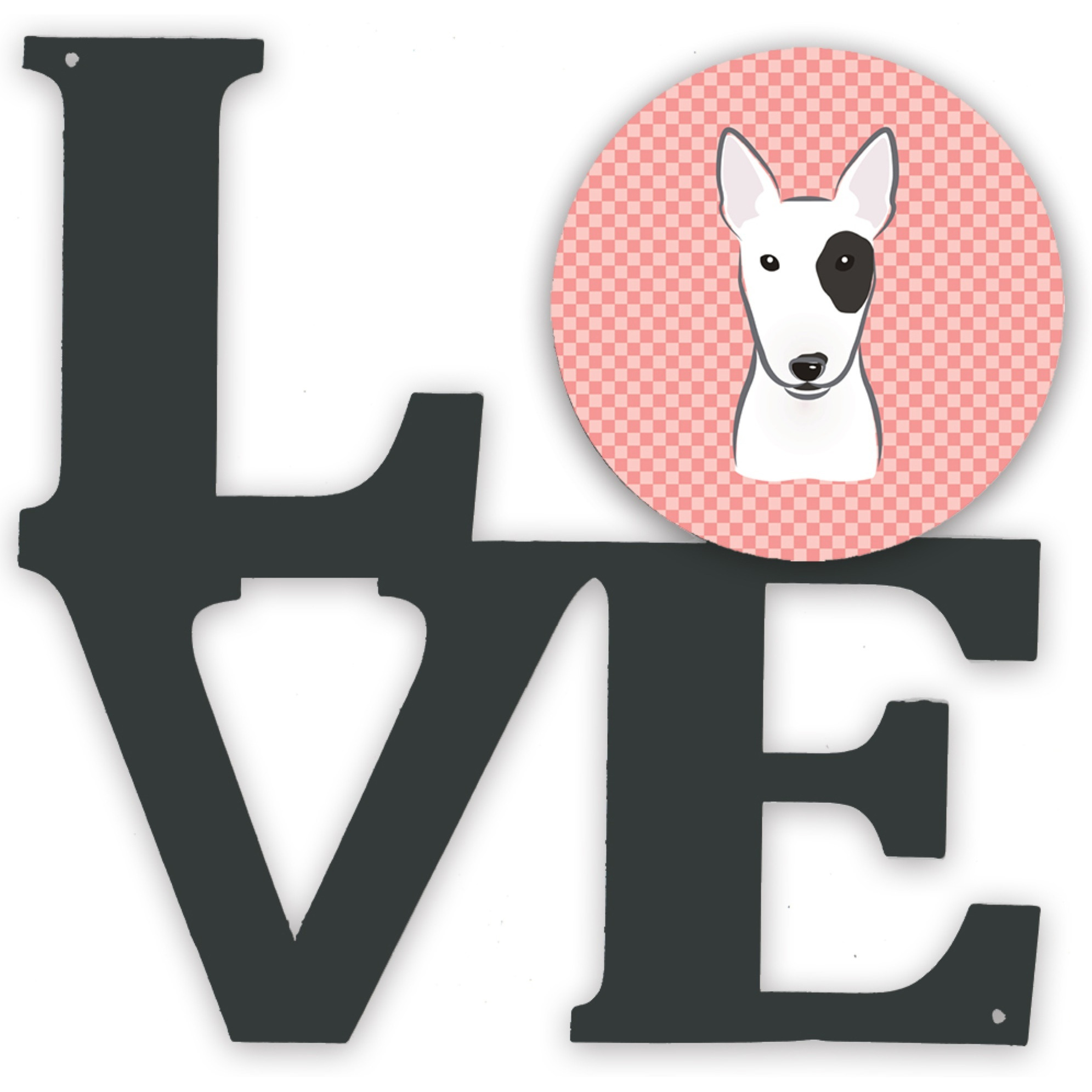 &quotCaroline's Treasures Checkerboard Pink Bull Terrier Metal Artwork Love wall-decor, Multicolor"