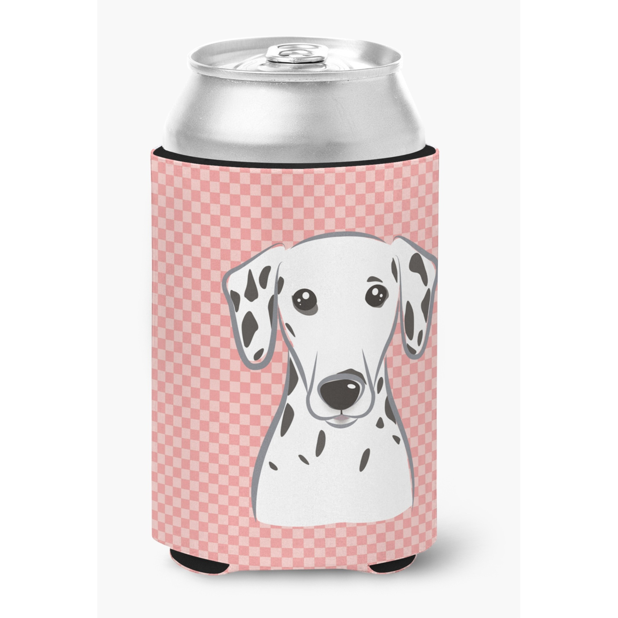 Checkerboard Pink Dalmatian Can or Bottle Hugger BB1210CC