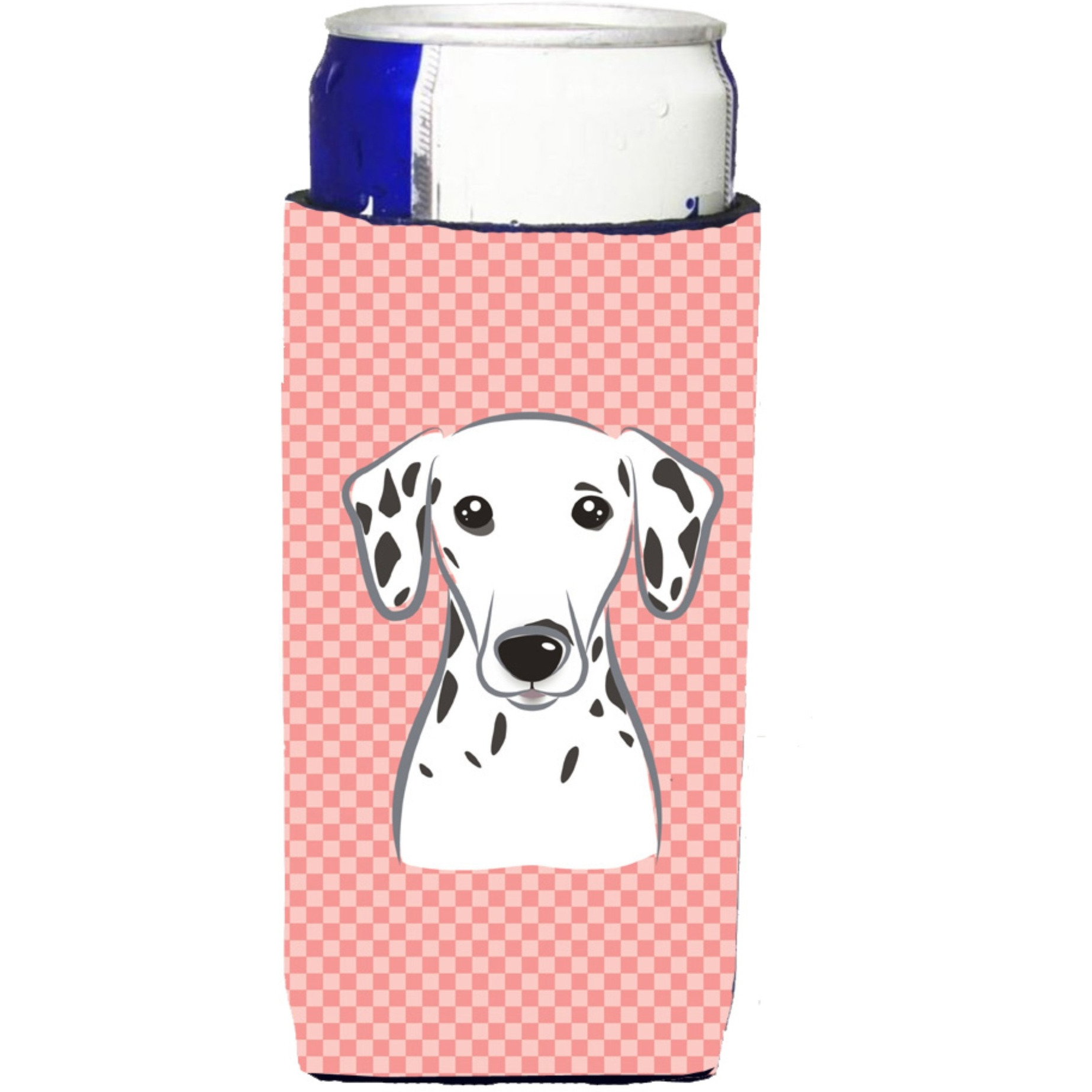 Checkerboard Pink Dalmatian Ultra Beverage Insulators for slim cans BB1210MUK