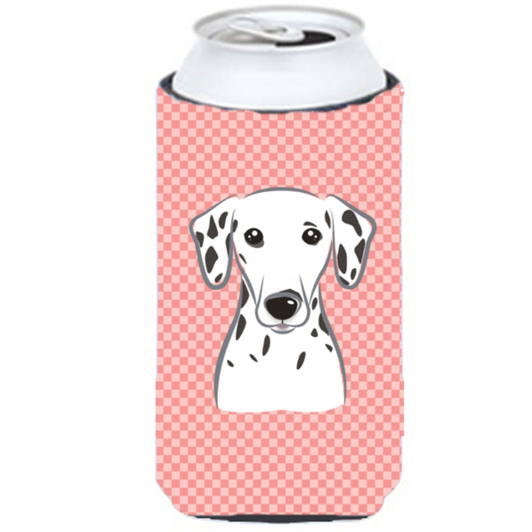 Checkerboard Pink Dalmatian Tall Boy Beverage Insulator Hugger BB1210TBC